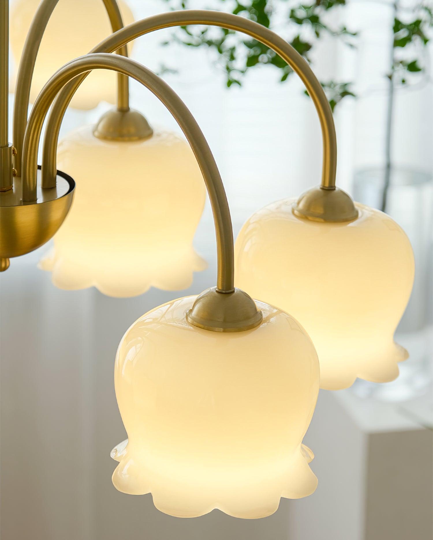 Lustra Chandelier Brass Elegant Curved Arm - Letslighting