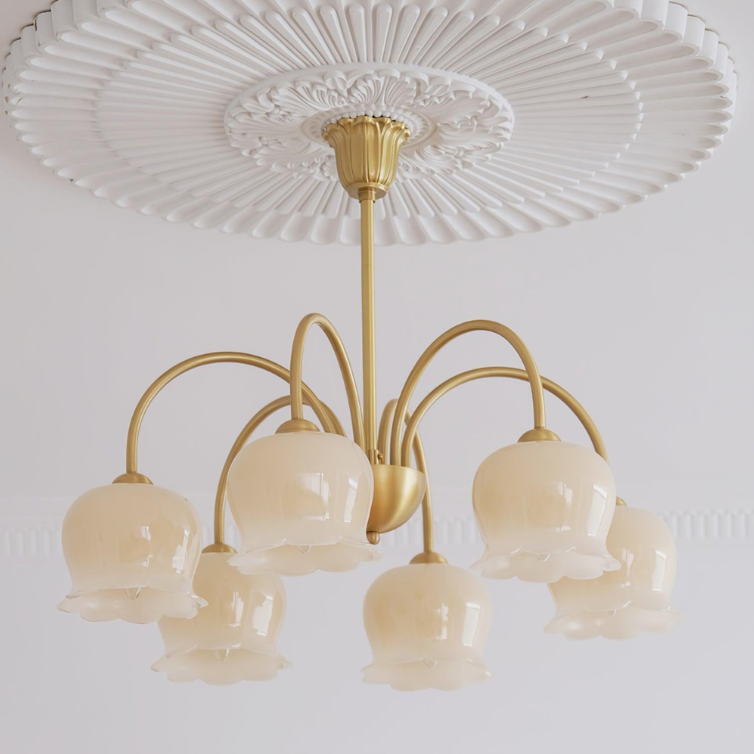 Lustra Chandelier Brass Elegant Curved Arm - Letslighting