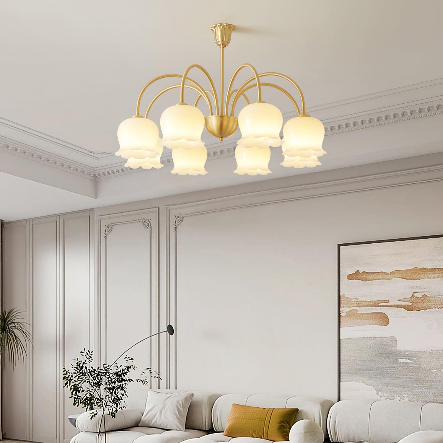 Lustra Chandelier Brass Elegant Curved Arm - Letslighting