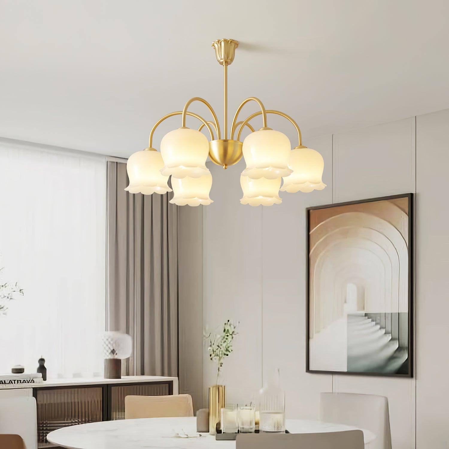 Lustra Chandelier Brass Elegant Curved Arm - Letslighting