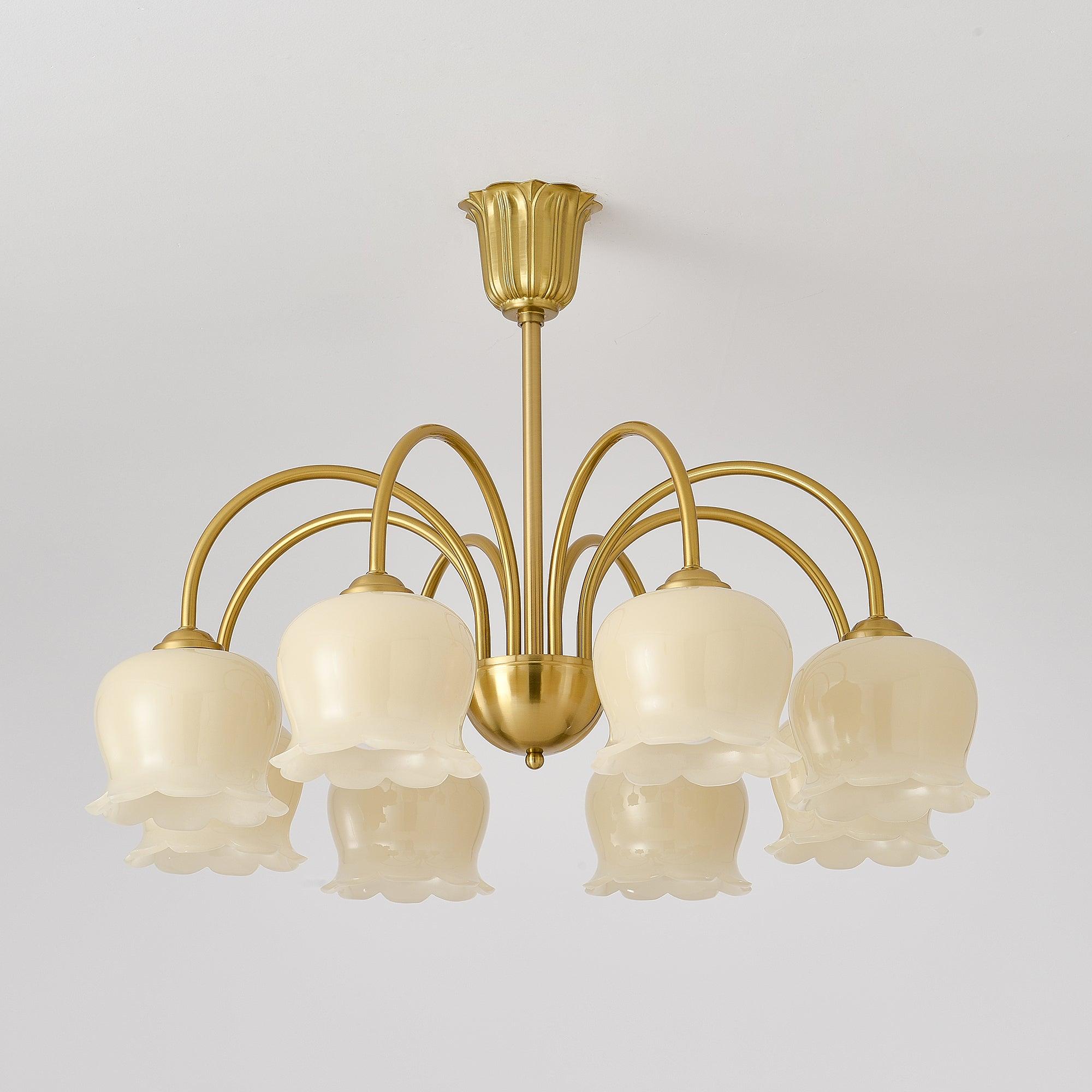 Lustra Chandelier Brass Elegant Curved Arm - Letslighting