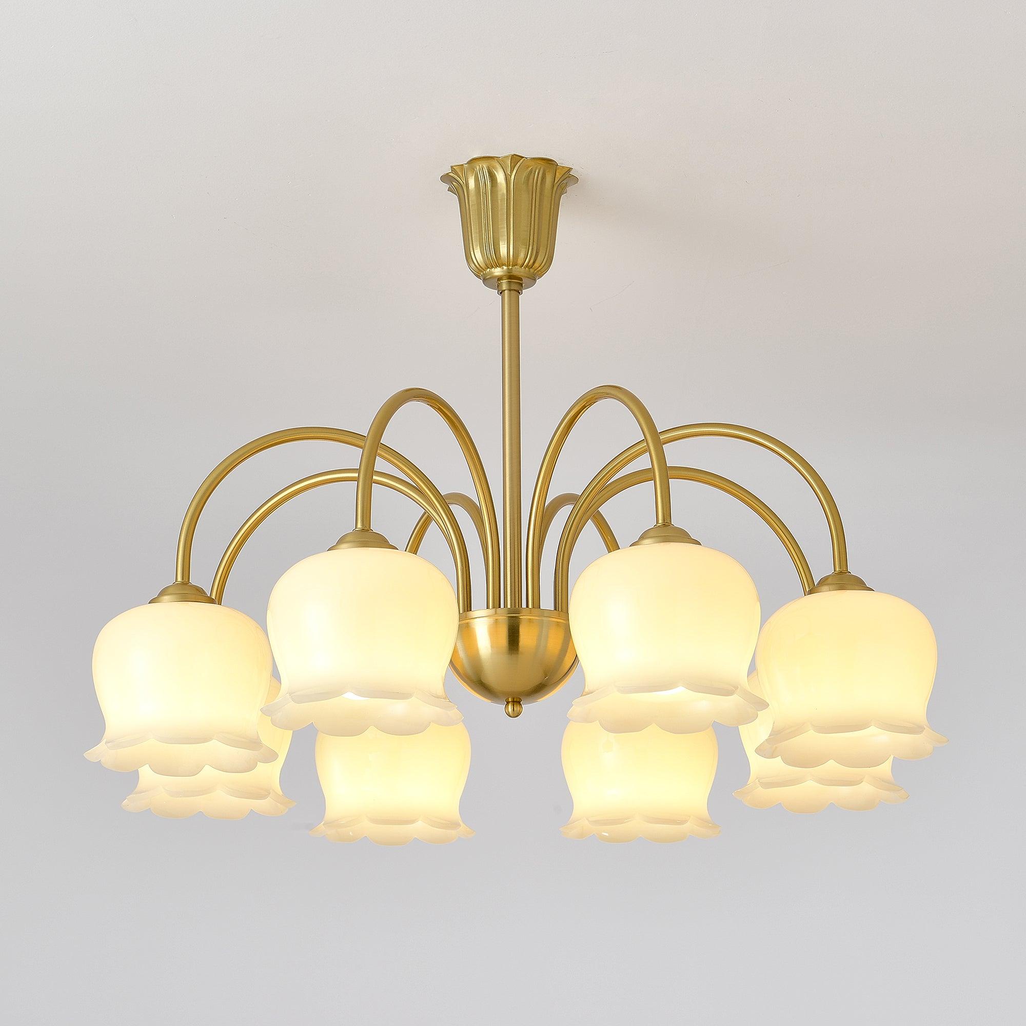 Lustra Chandelier Brass Elegant Curved Arm - Letslighting