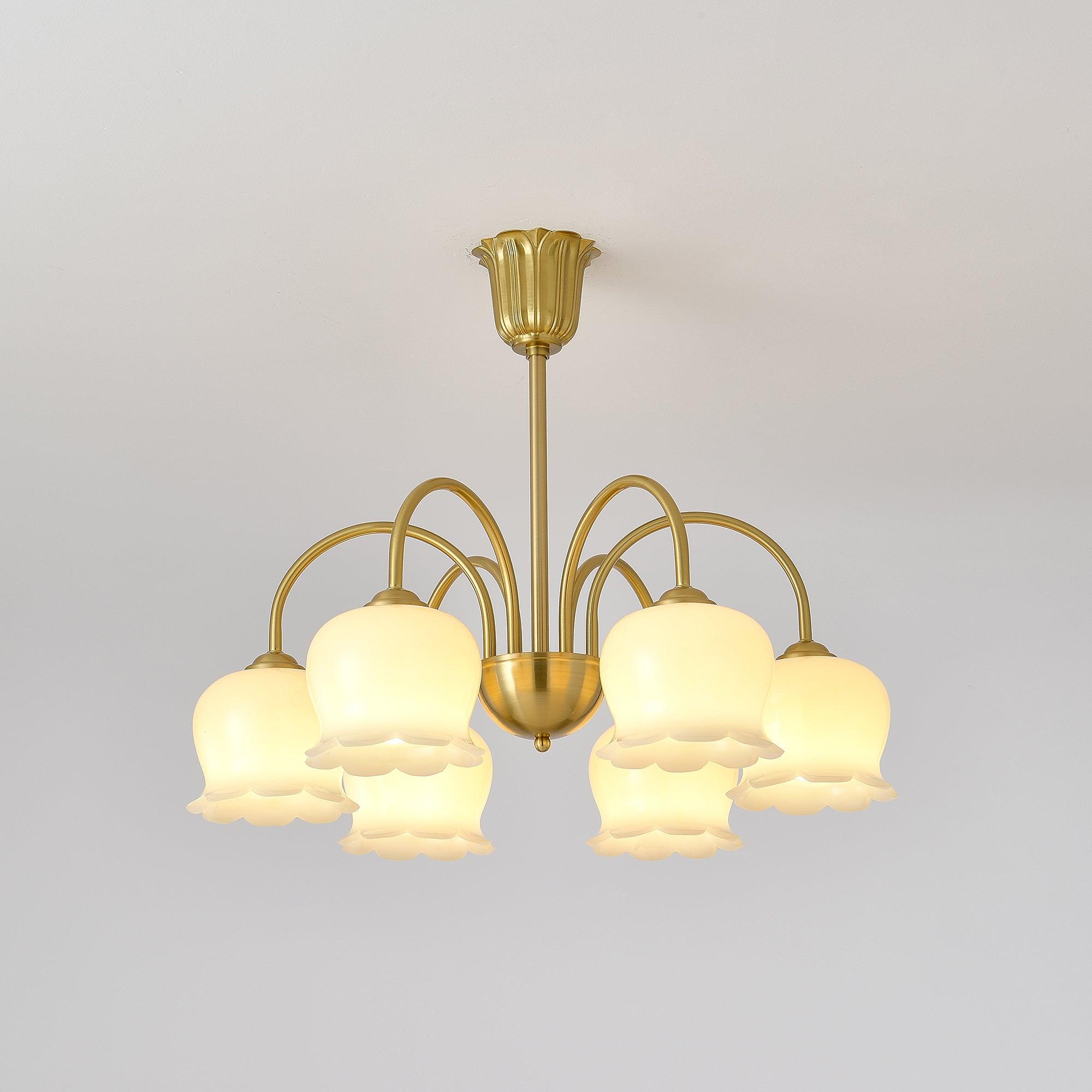 Lustra Chandelier Brass Elegant Curved Arm - Letslighting