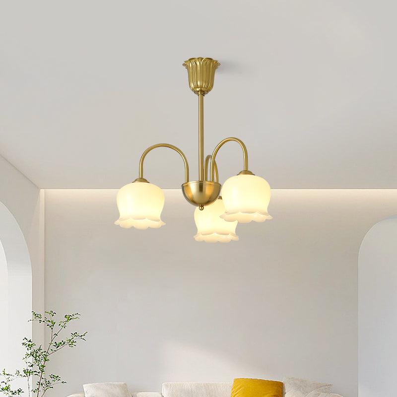 Lustra Chandelier Brass Elegant Curved Arm - Letslighting