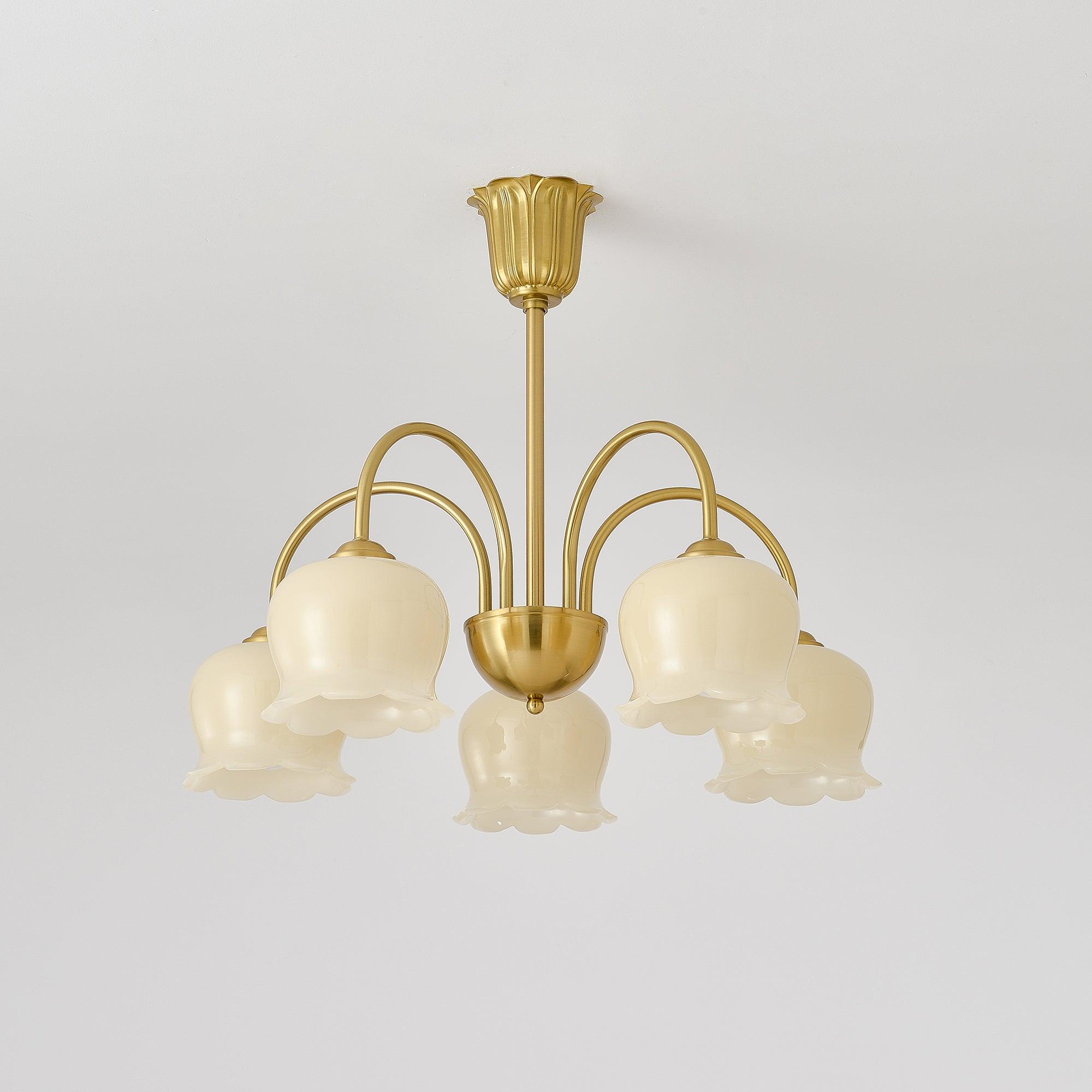 Lustra Chandelier Brass Elegant Curved Arm - Letslighting