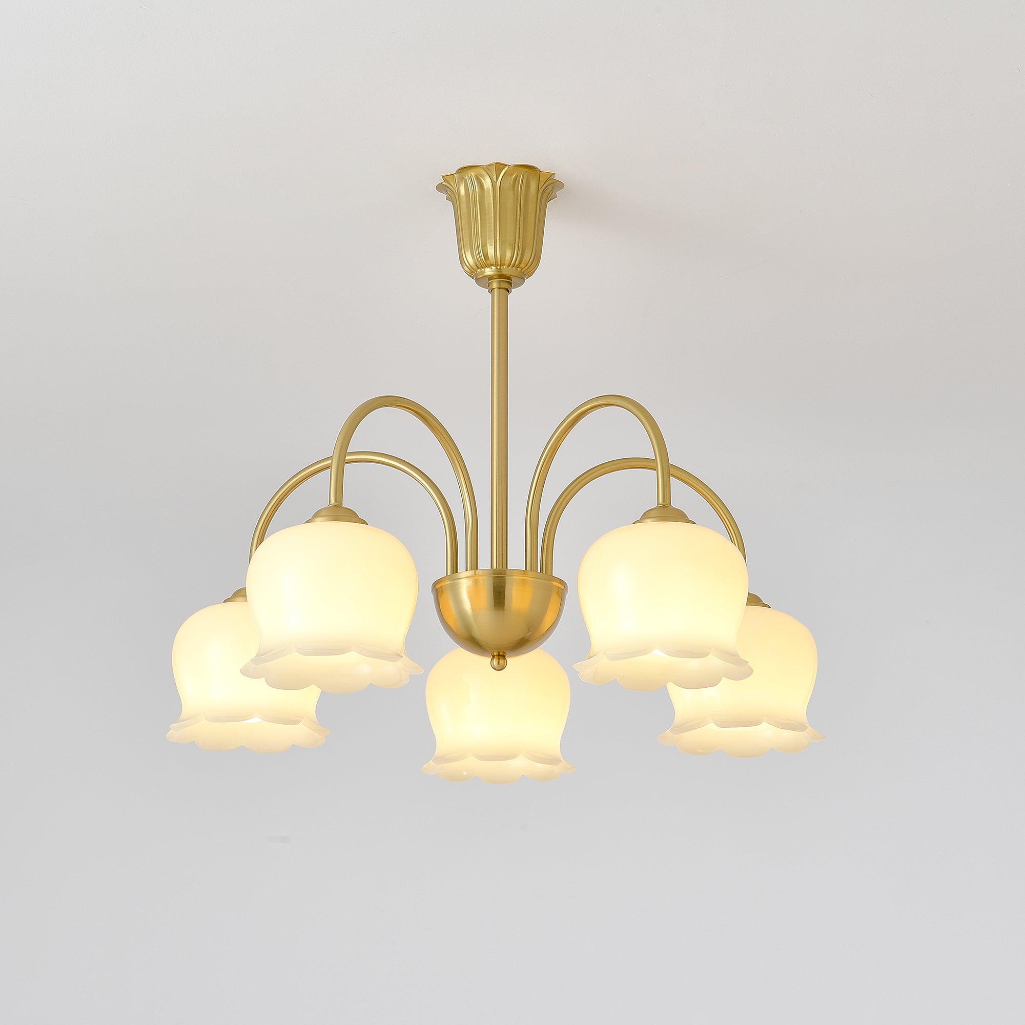 Lustra Chandelier Brass Elegant Curved Arm - Letslighting
