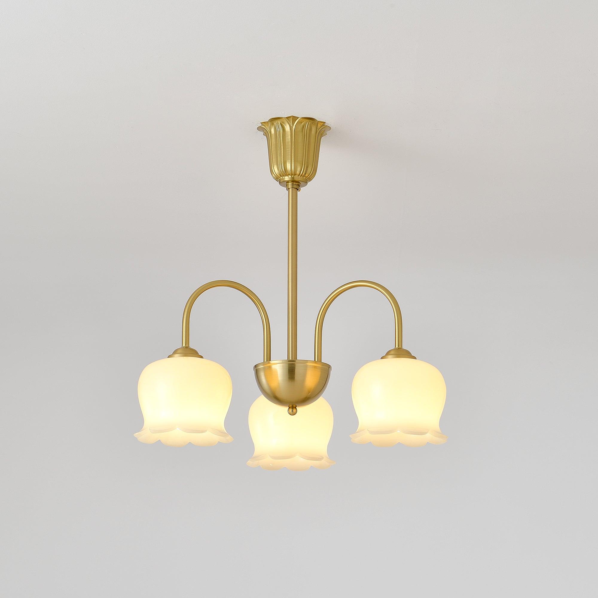 Lustra Chandelier Brass Elegant Curved Arm - Letslighting