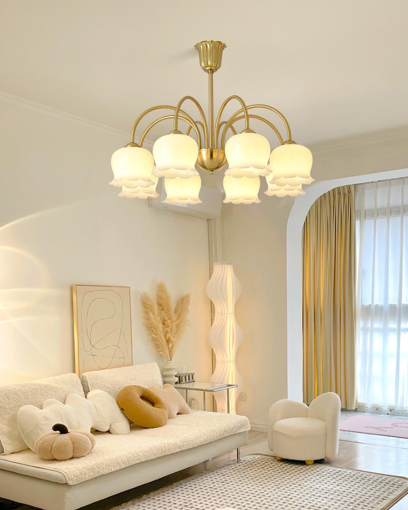 Lustra Chandelier Brass Elegant Curved Arm - Letslighting