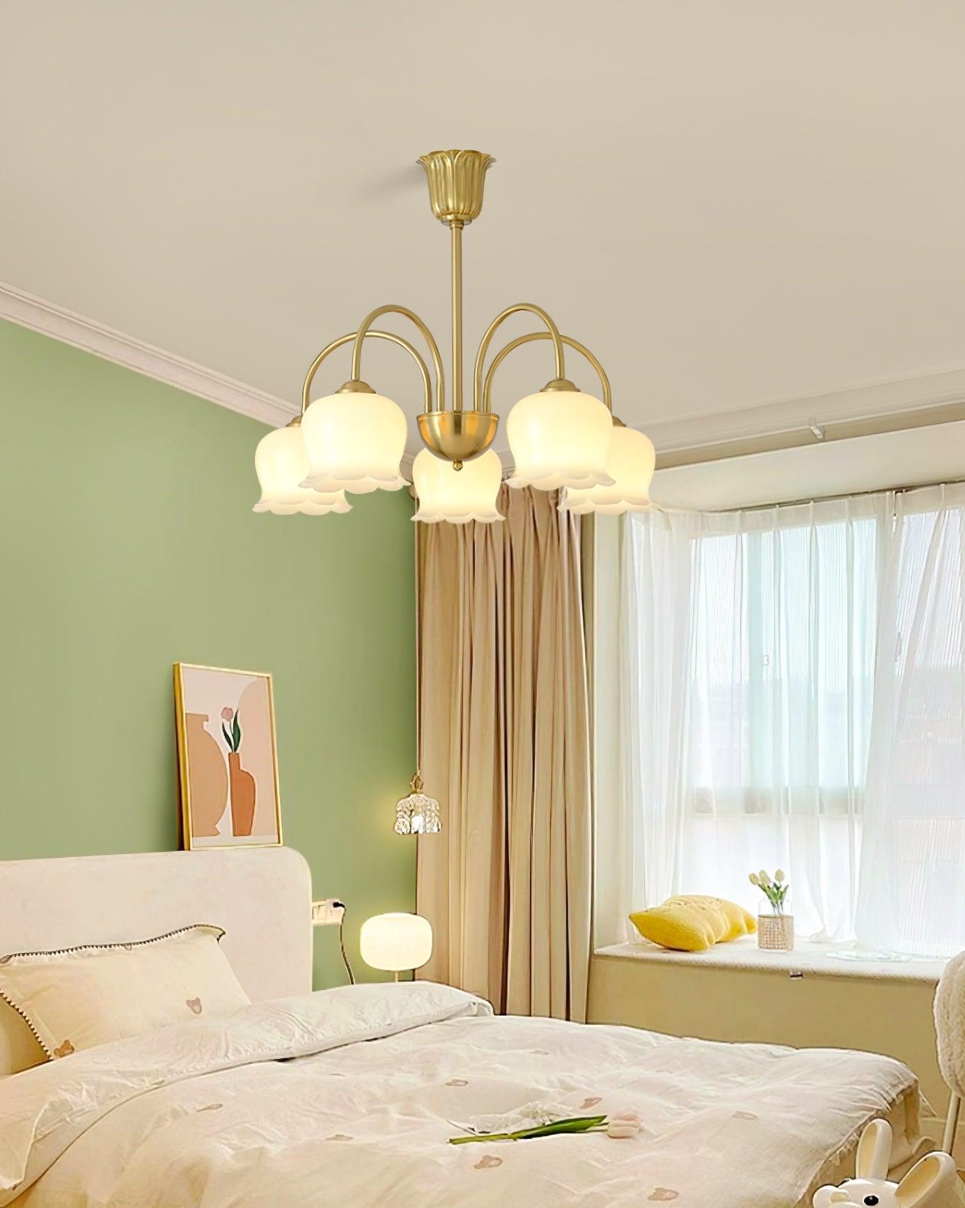 Lustra Chandelier Brass Elegant Curved Arm - Letslighting