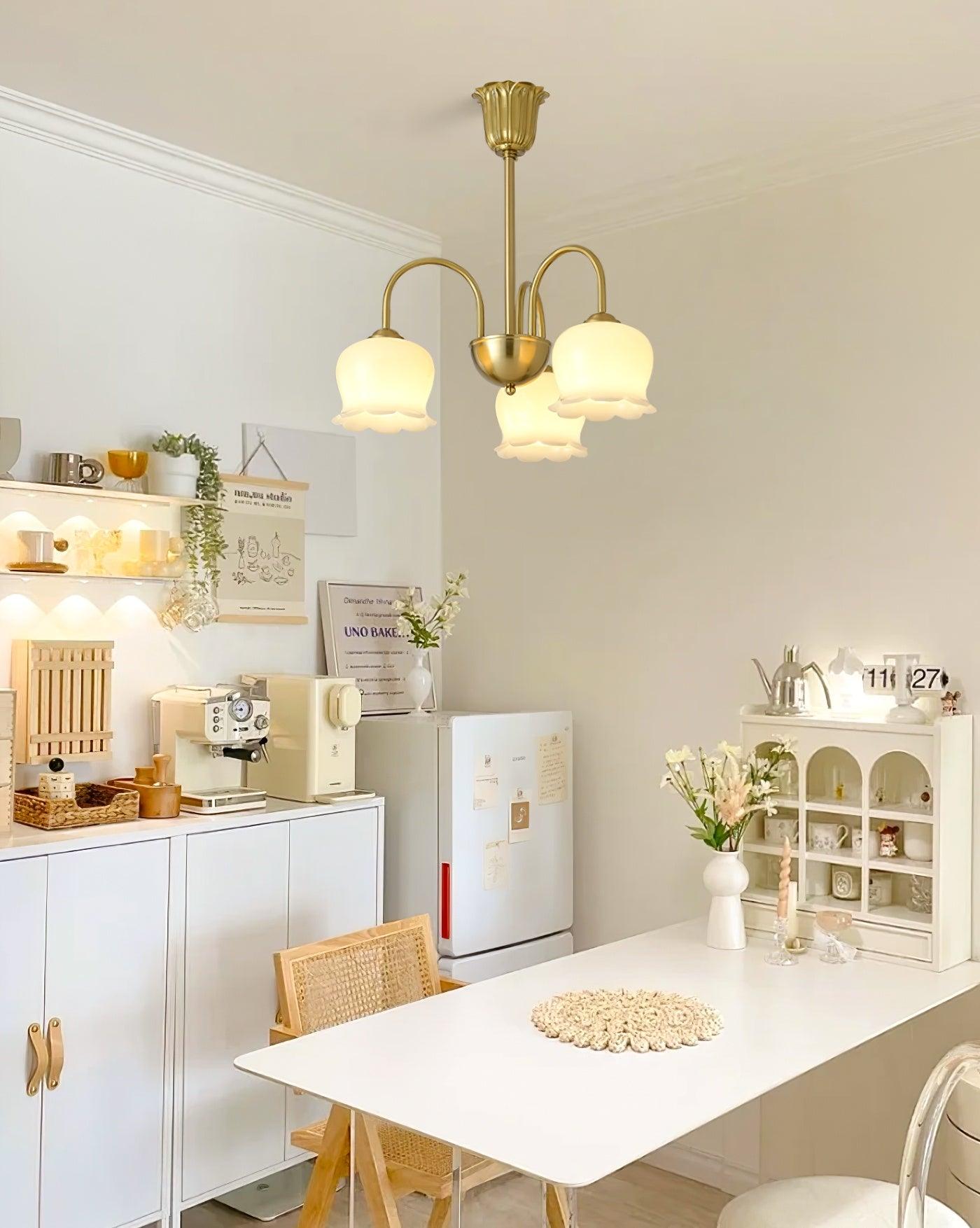 Lustra Chandelier Brass Elegant Curved Arm - Letslighting