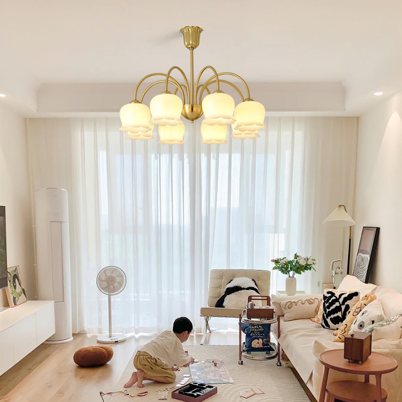 Lustra Chandelier Brass Elegant Curved Arm - Letslighting