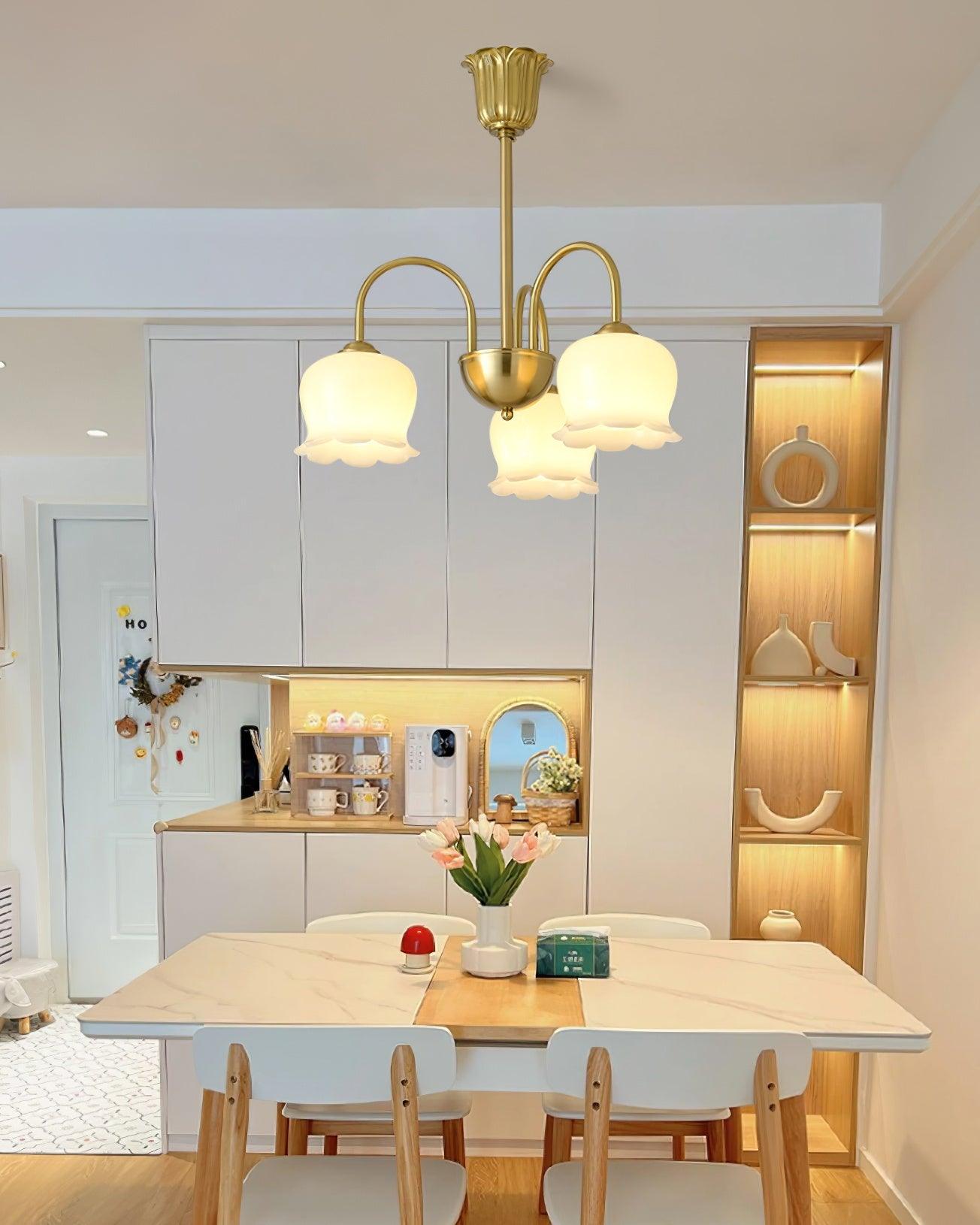 Lustra Chandelier Brass Elegant Curved Arm - Letslighting