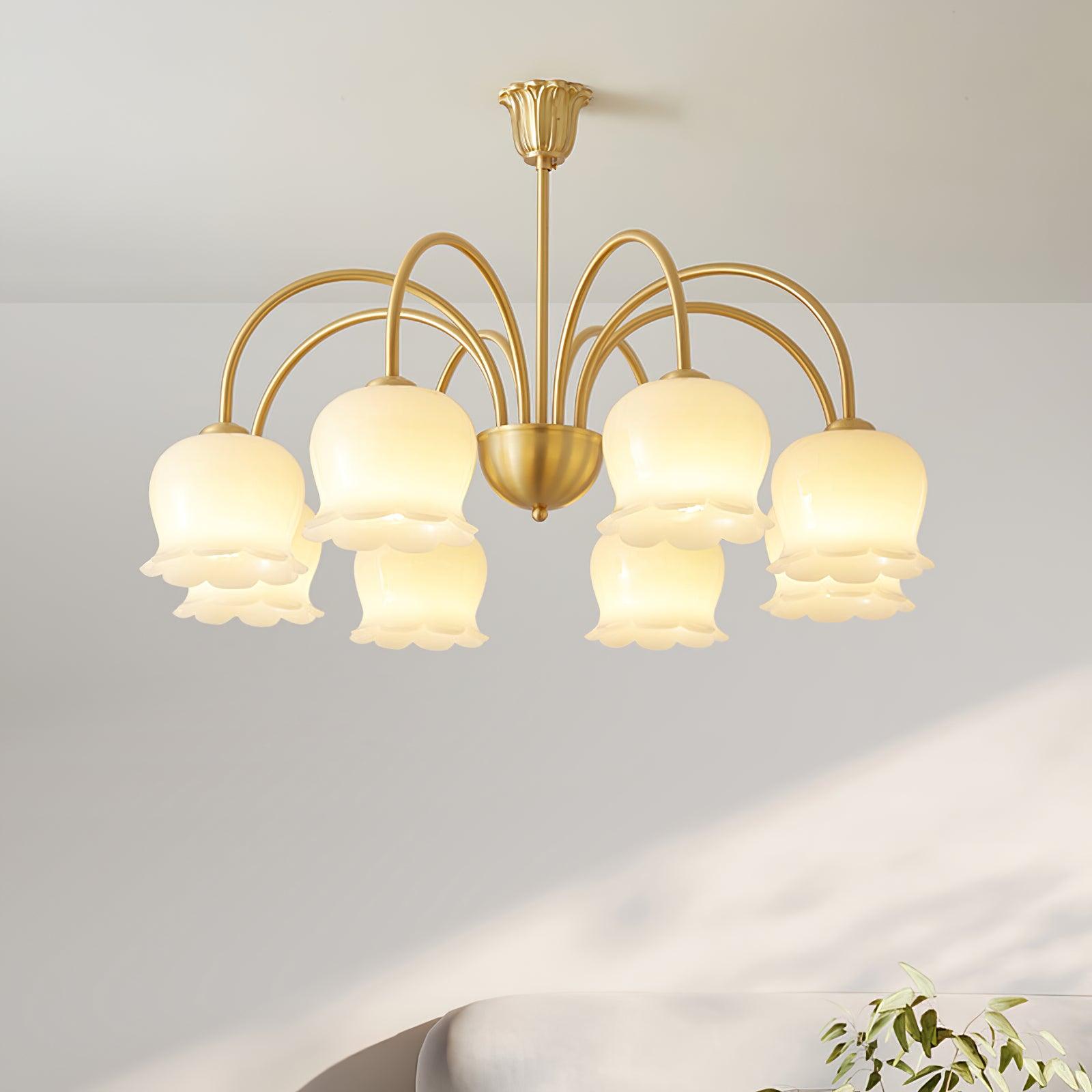 Lustra Chandelier Brass Elegant Curved Arm - Letslighting