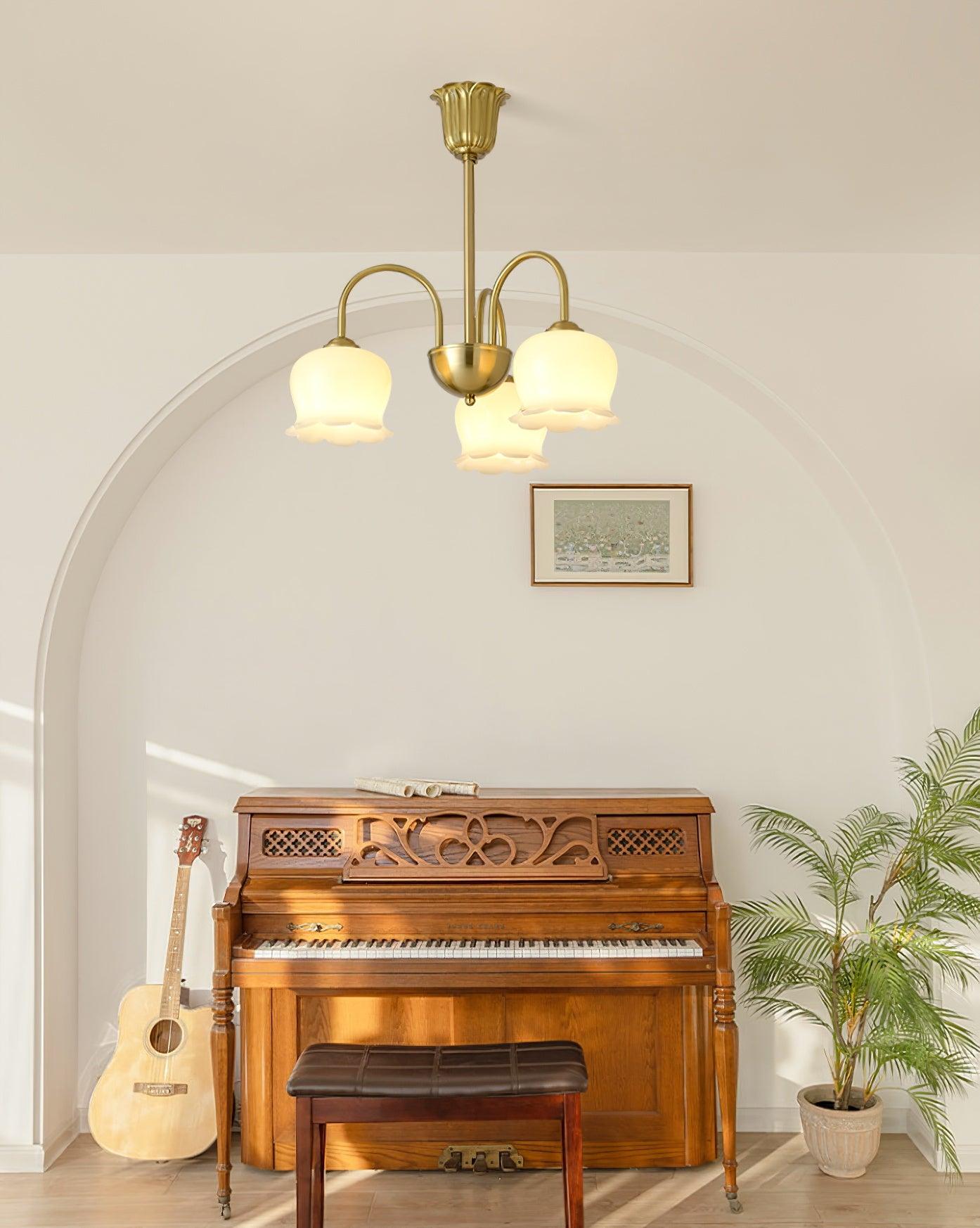 Lustra Chandelier Brass Elegant Curved Arm - Letslighting