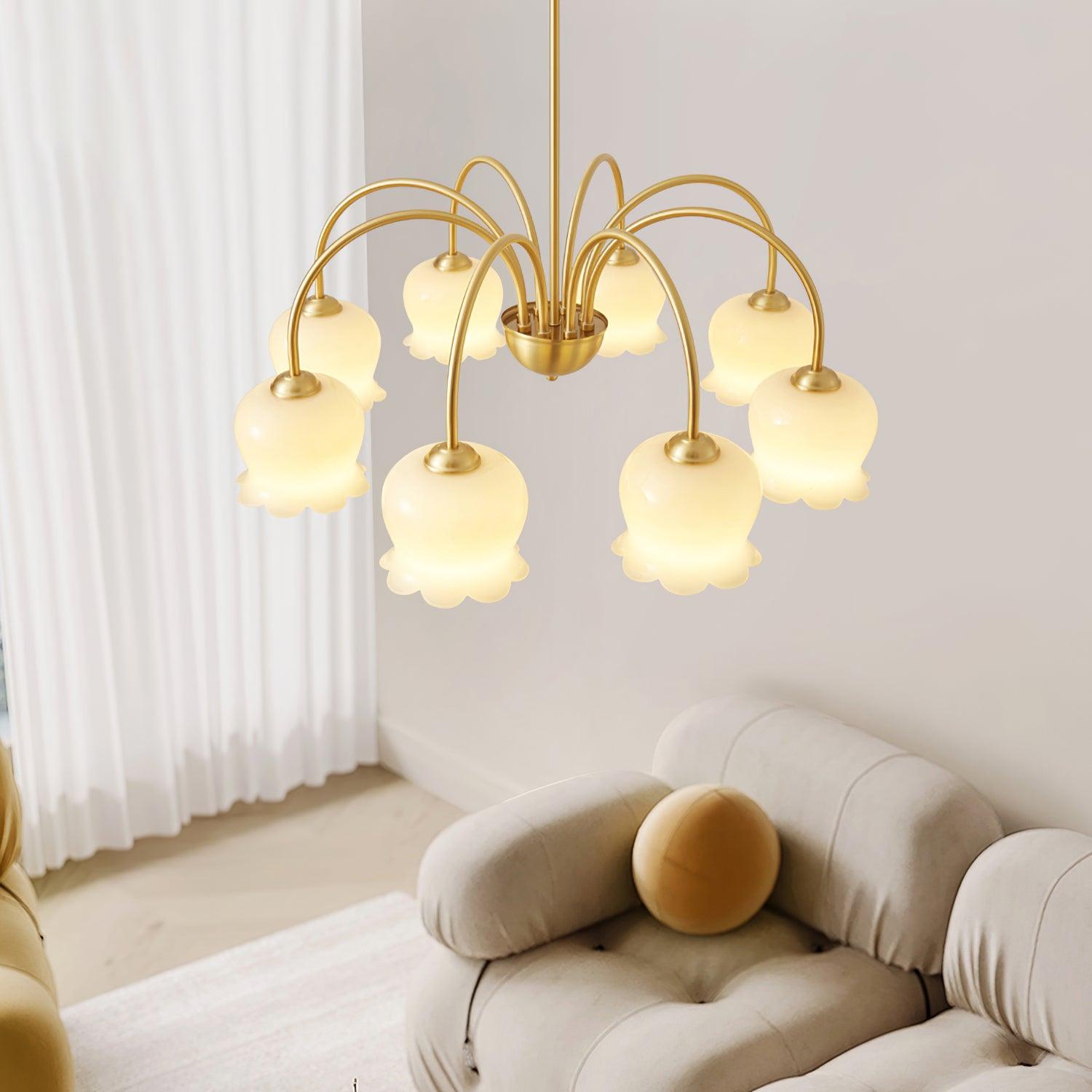 Lustra Chandelier Brass Elegant Curved Arm - Letslighting