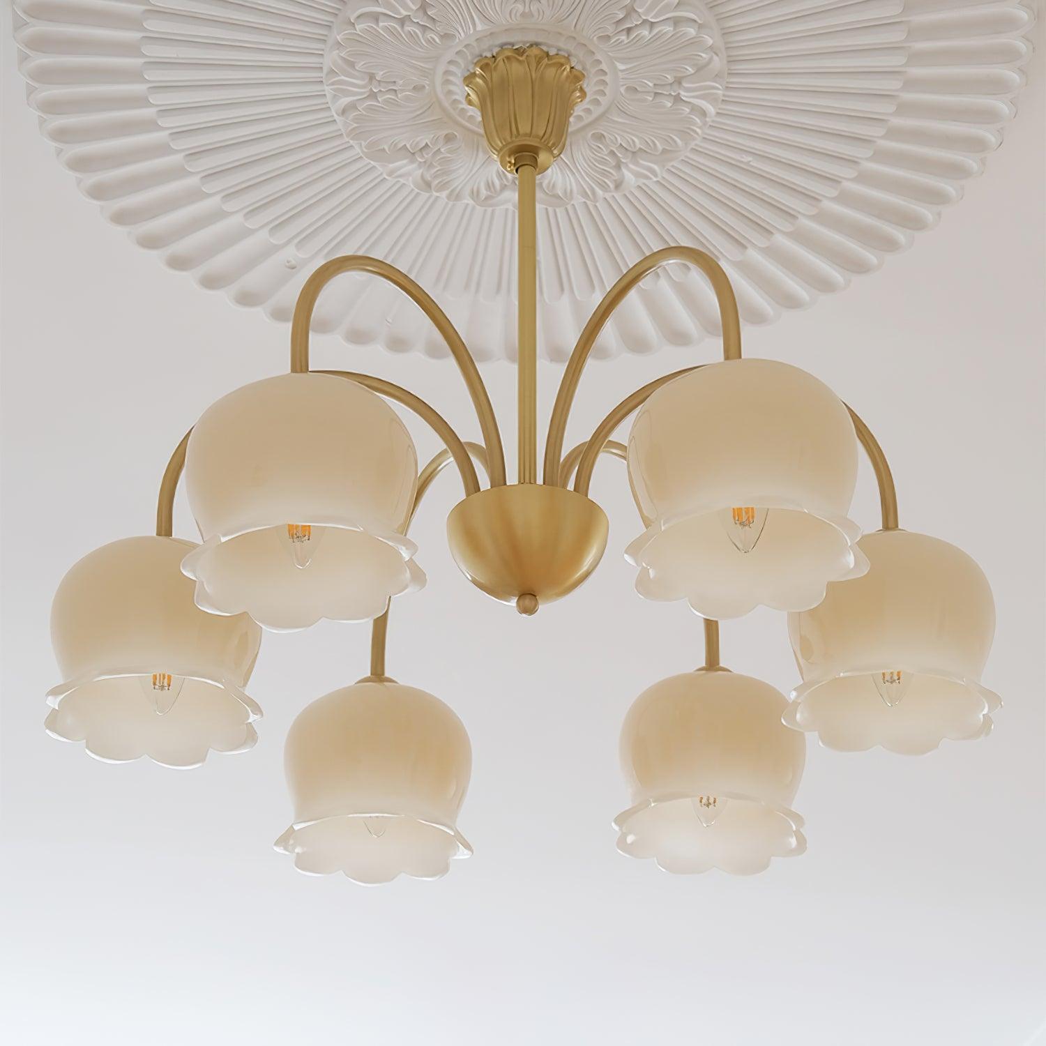 Lustra Chandelier Brass Elegant Curved Arm - Letslighting