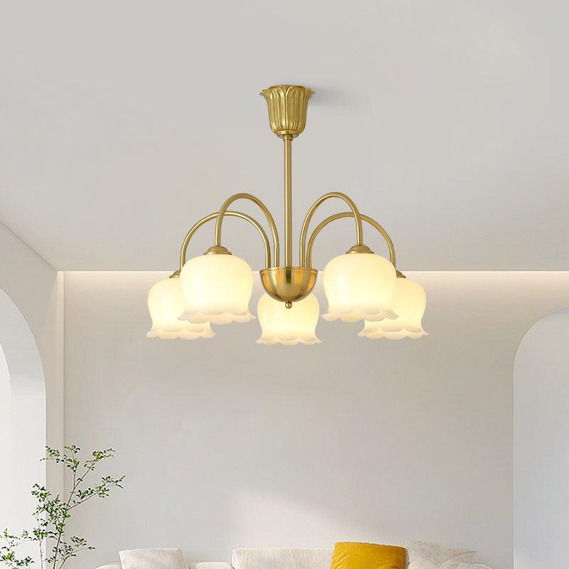 Lustra Chandelier Brass Elegant Curved Arm - Letslighting