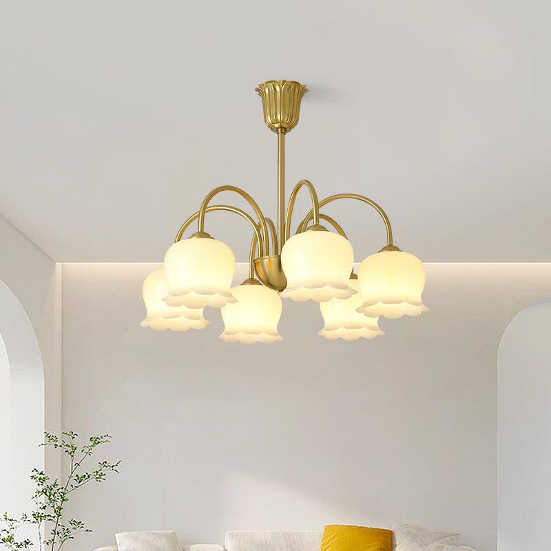 Lustra Chandelier Brass Elegant Curved Arm - Letslighting