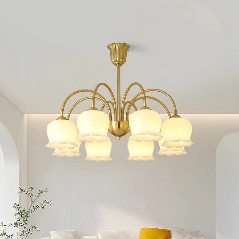 Lustra Chandelier Brass Elegant Curved Arm - Letslighting