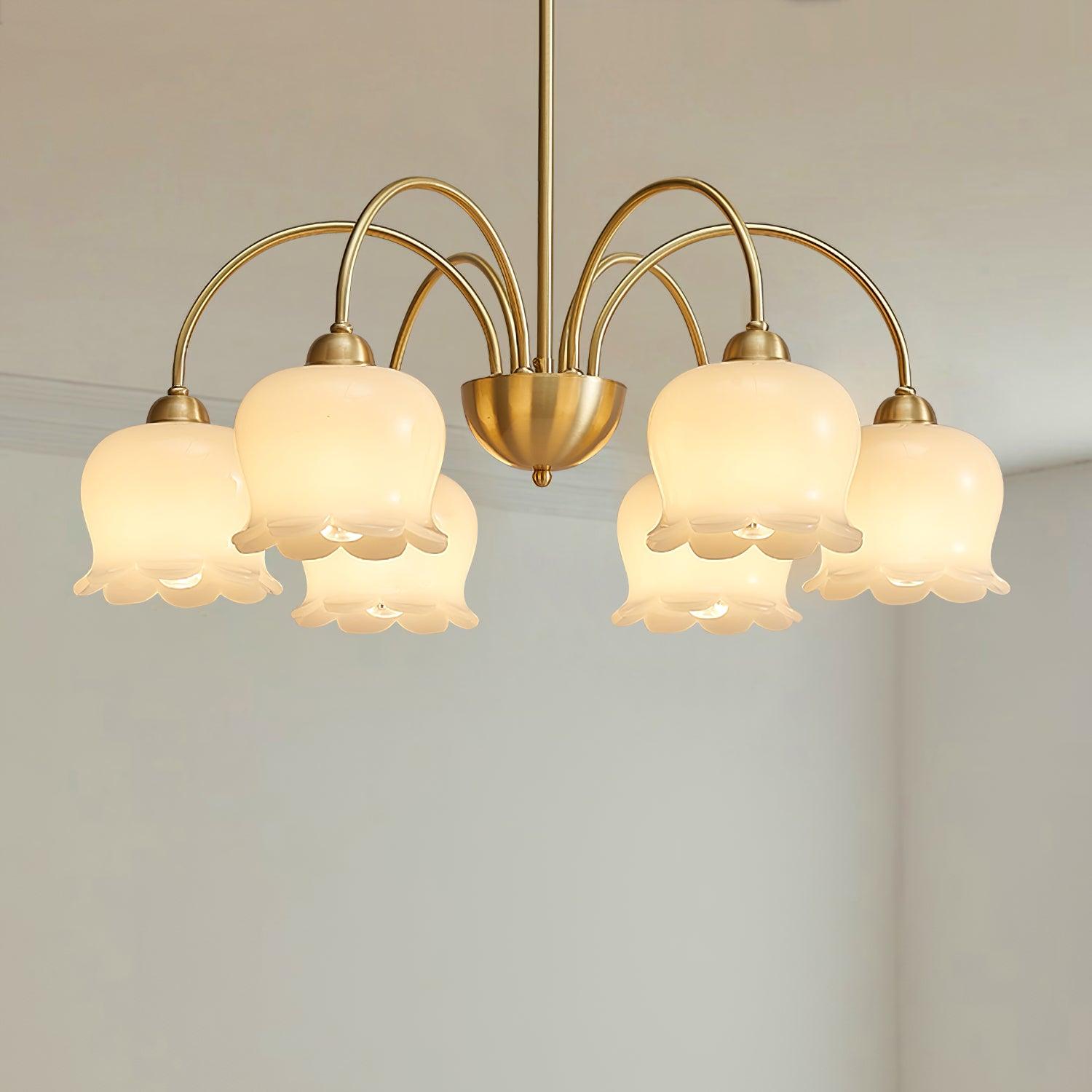 Lustra Chandelier Brass Elegant Curved Arm - Letslighting