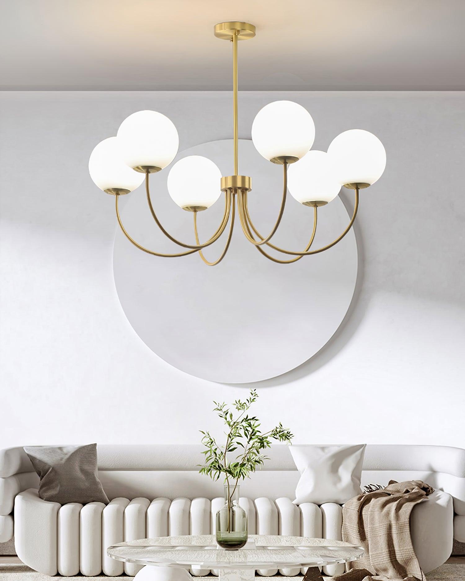 Lustra Chandelier Orillia Brass Globe Modern - Letslighting