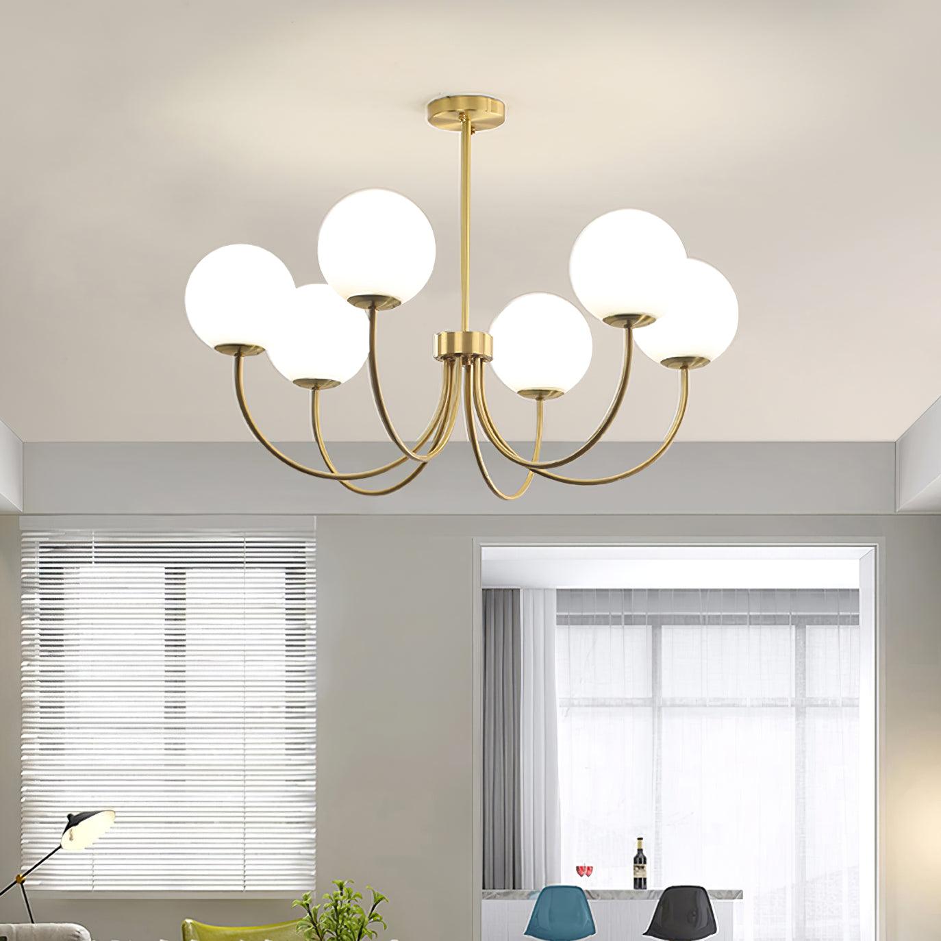 Lustra Chandelier Orillia Brass Globe Modern - Letslighting
