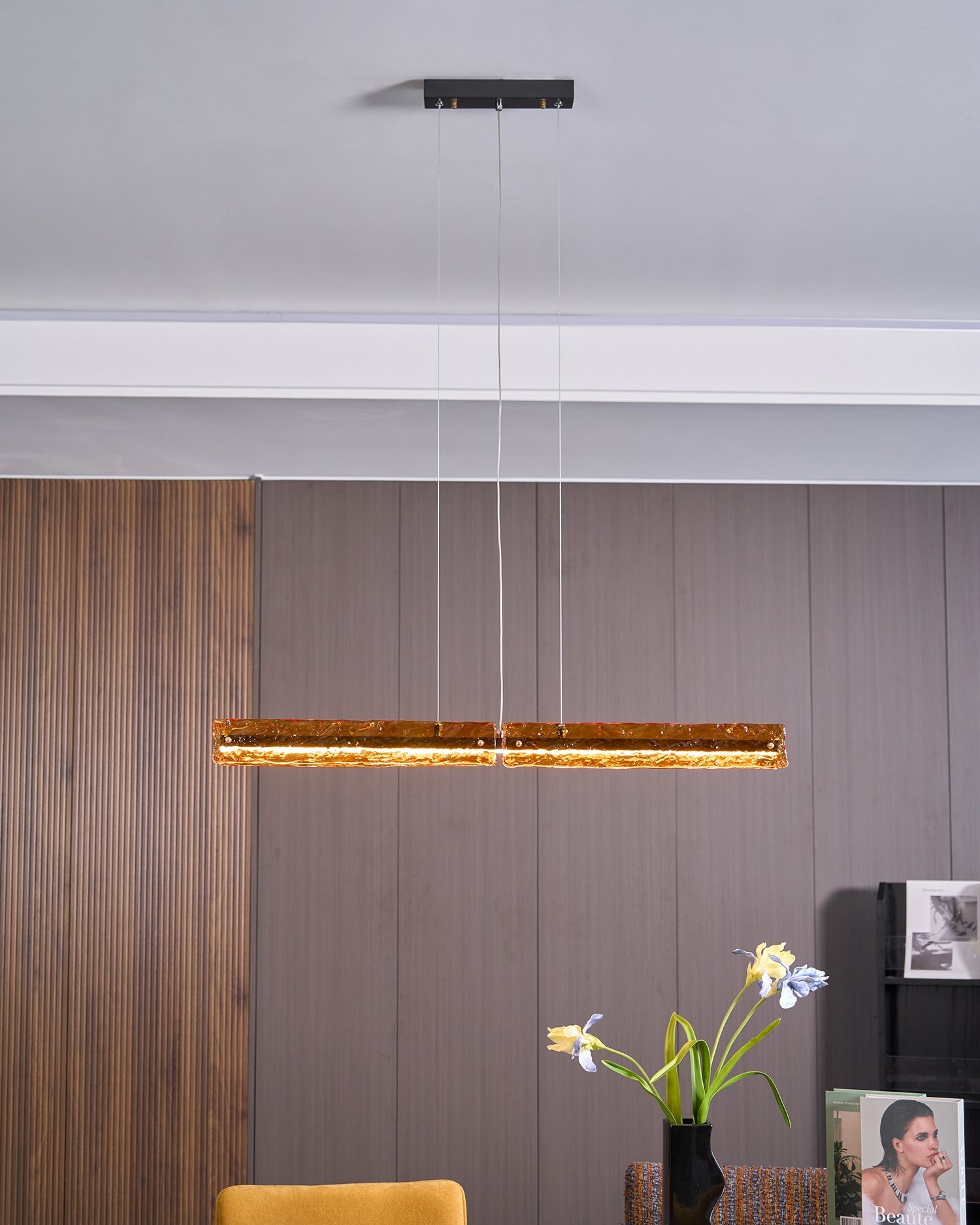 Avnorira Modern Minimalist Linear Island Glass Pendant Lamp - Letslighting