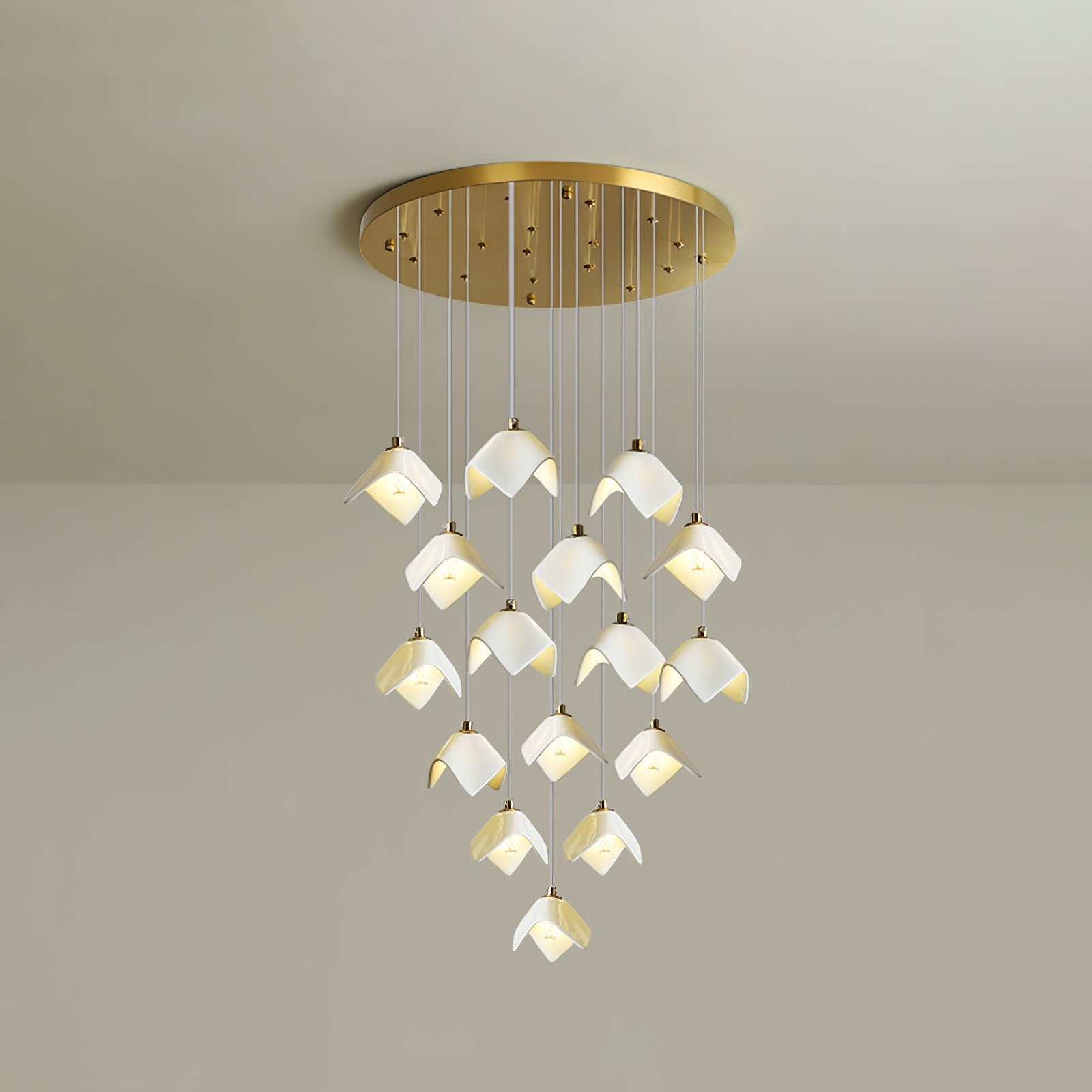 Cithayra Geometric Glass Brass Chandelier - Letslighting