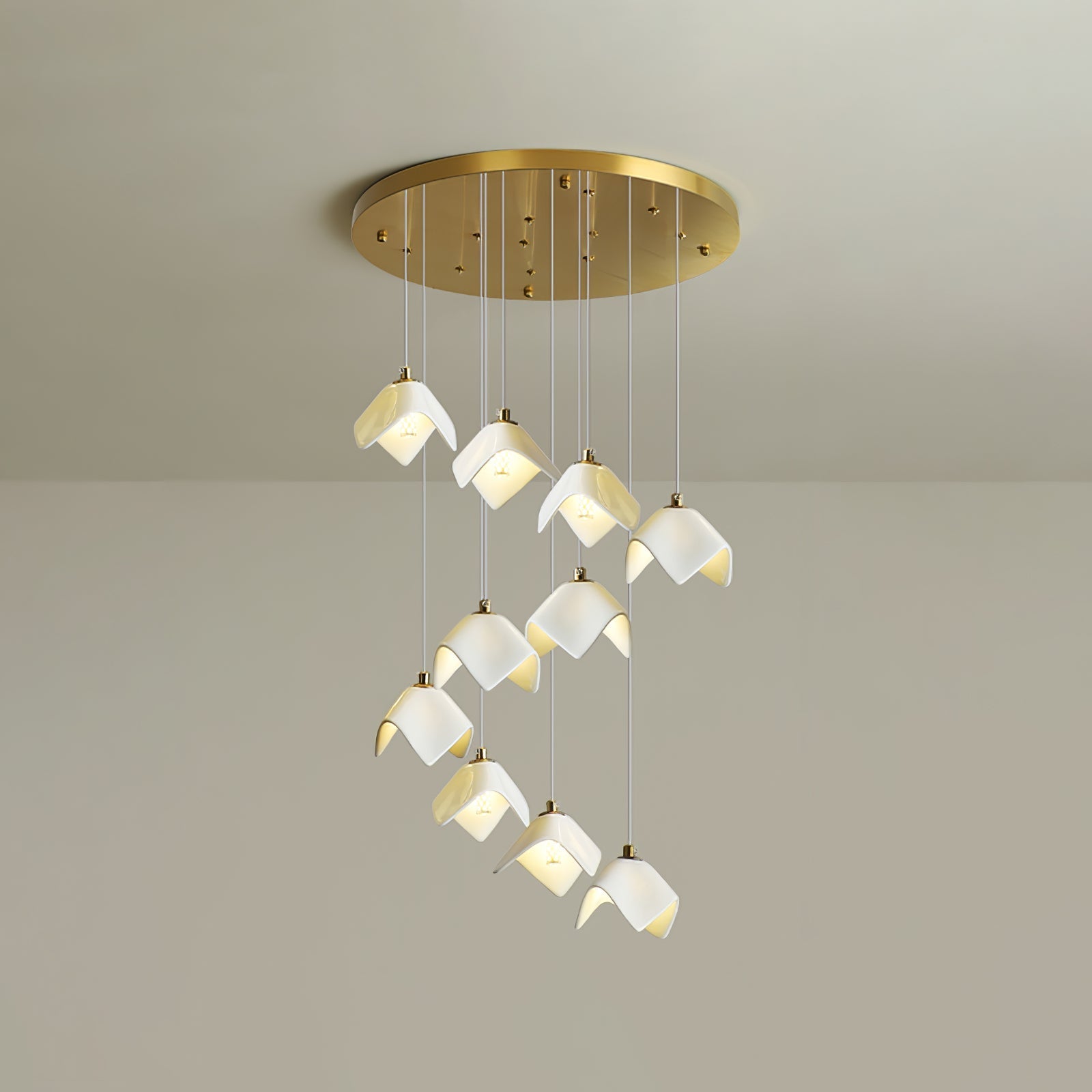 Cithayra Geometric Glass Brass Chandelier - Letslighting