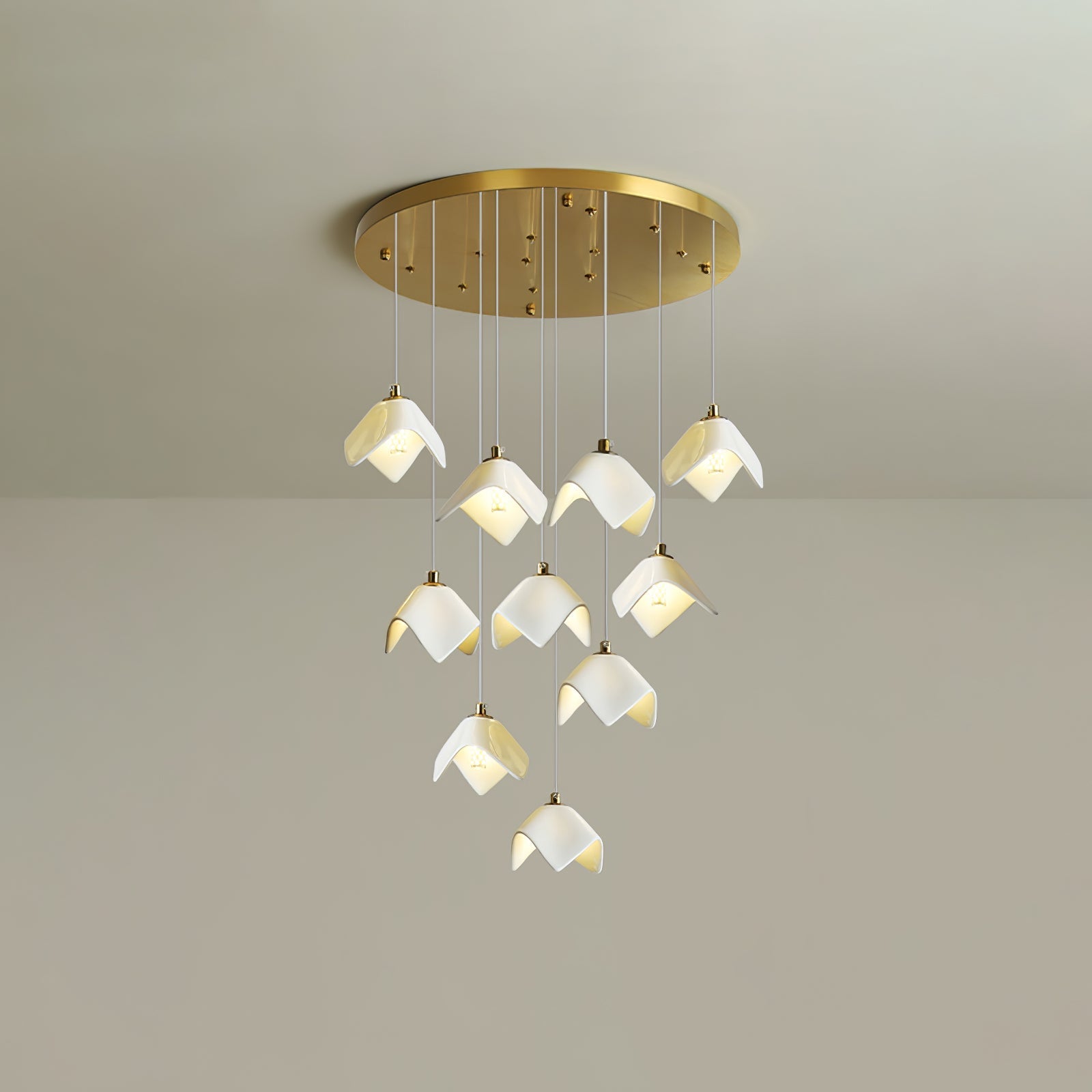 Cithayra Geometric Glass Brass Chandelier - Letslighting