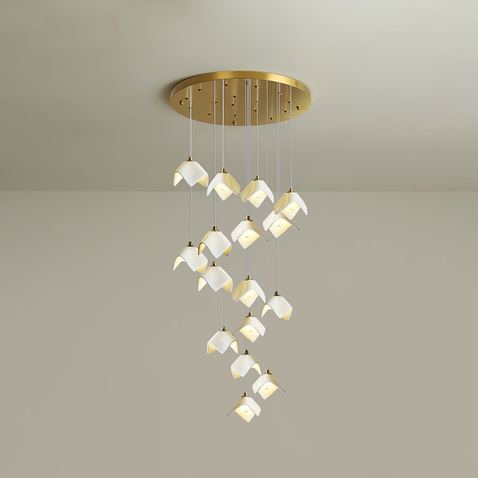 Cithayra Geometric Glass Brass Chandelier - Letslighting