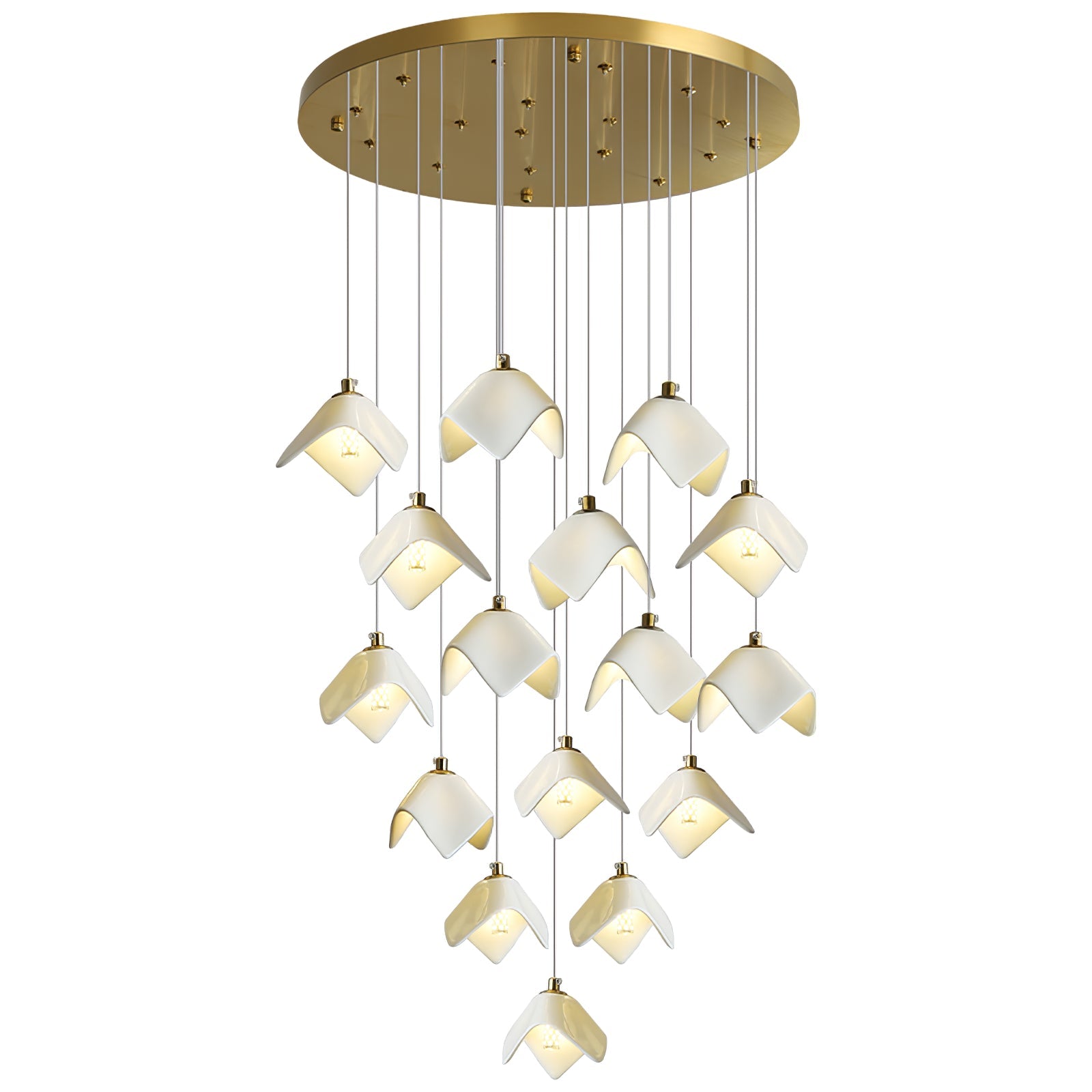 Cithayra Geometric Glass Brass Chandelier - Letslighting
