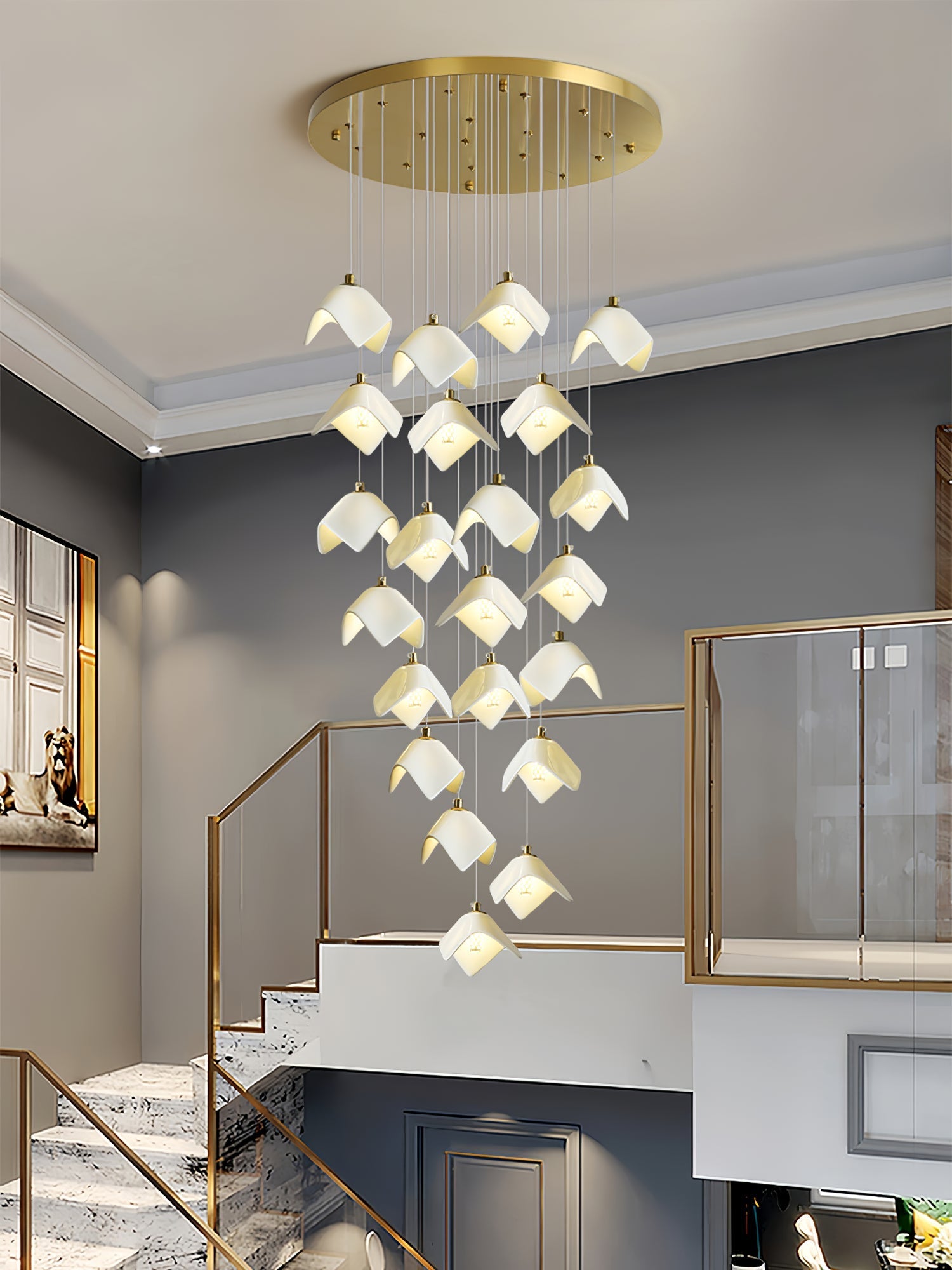 Cithayra Geometric Glass Brass Chandelier - Letslighting