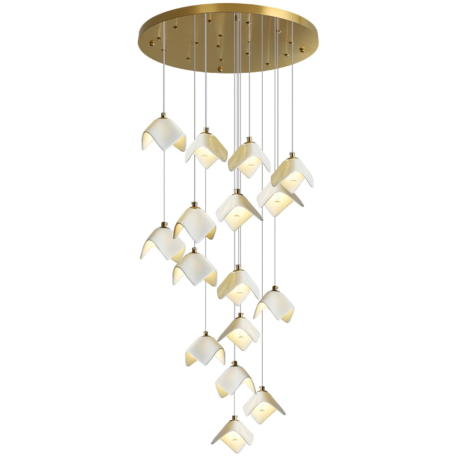 Cithayra Geometric Glass Brass Chandelier - Letslighting