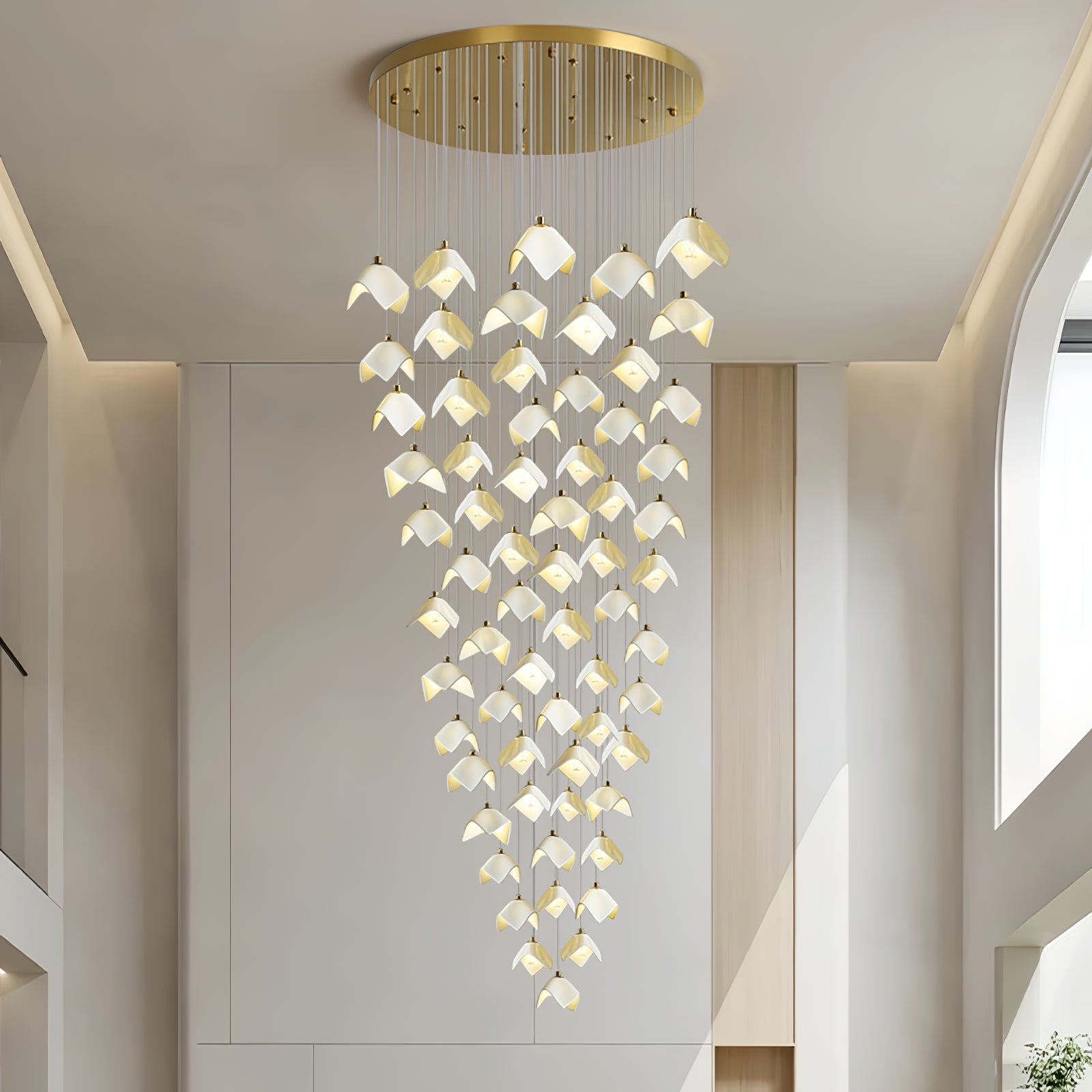 Cithayra Geometric Glass Brass Chandelier - Letslighting