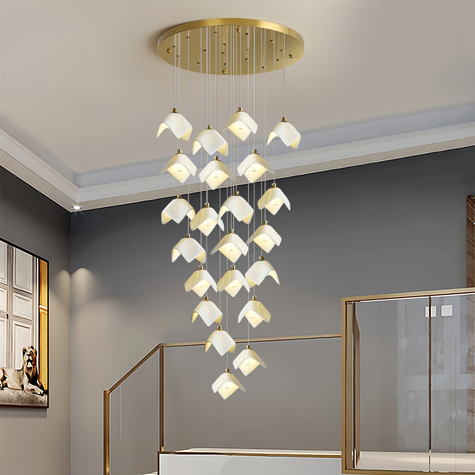 Cithayra Geometric Glass Brass Chandelier - Letslighting