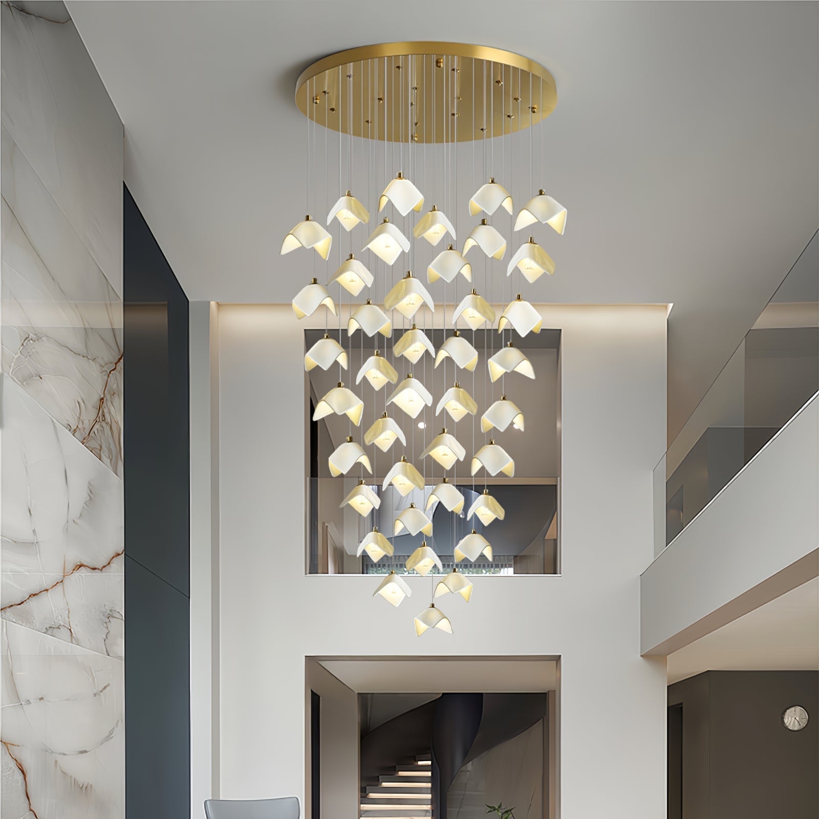 Cithayra Geometric Glass Brass Chandelier - Letslighting