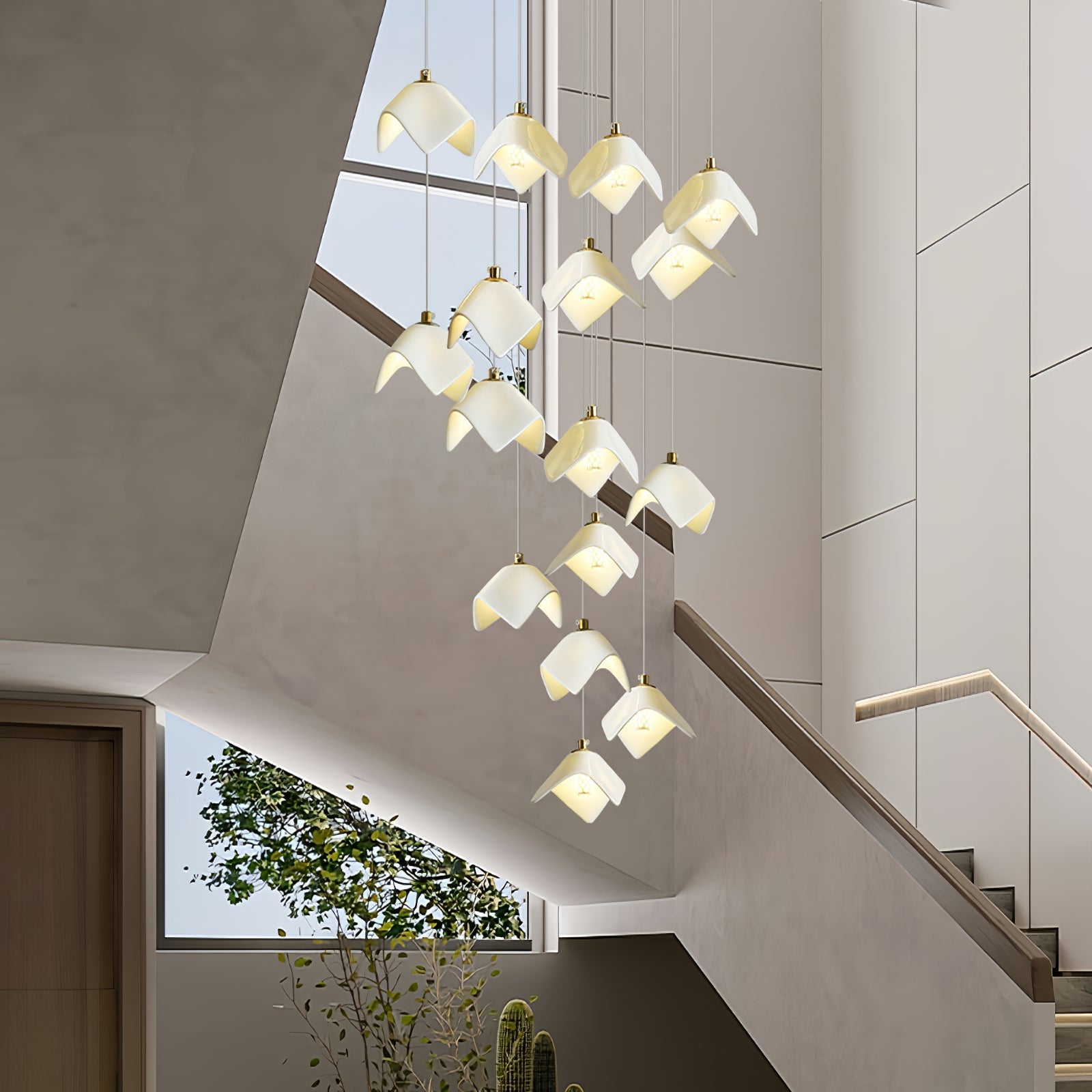 Cithayra Geometric Glass Brass Chandelier - Letslighting
