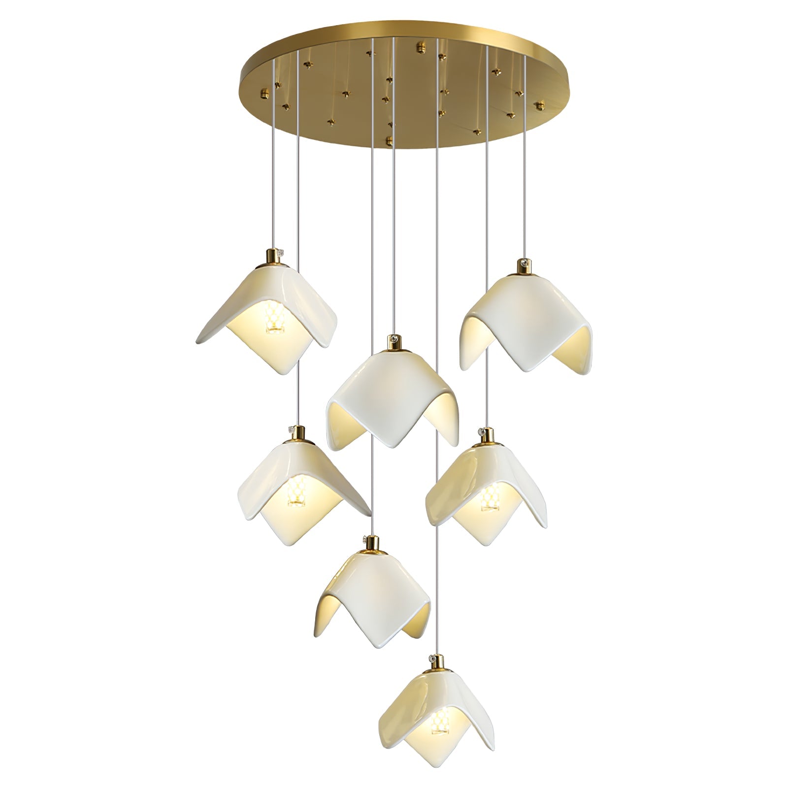 Cithayra Geometric Glass Brass Chandelier - Letslighting