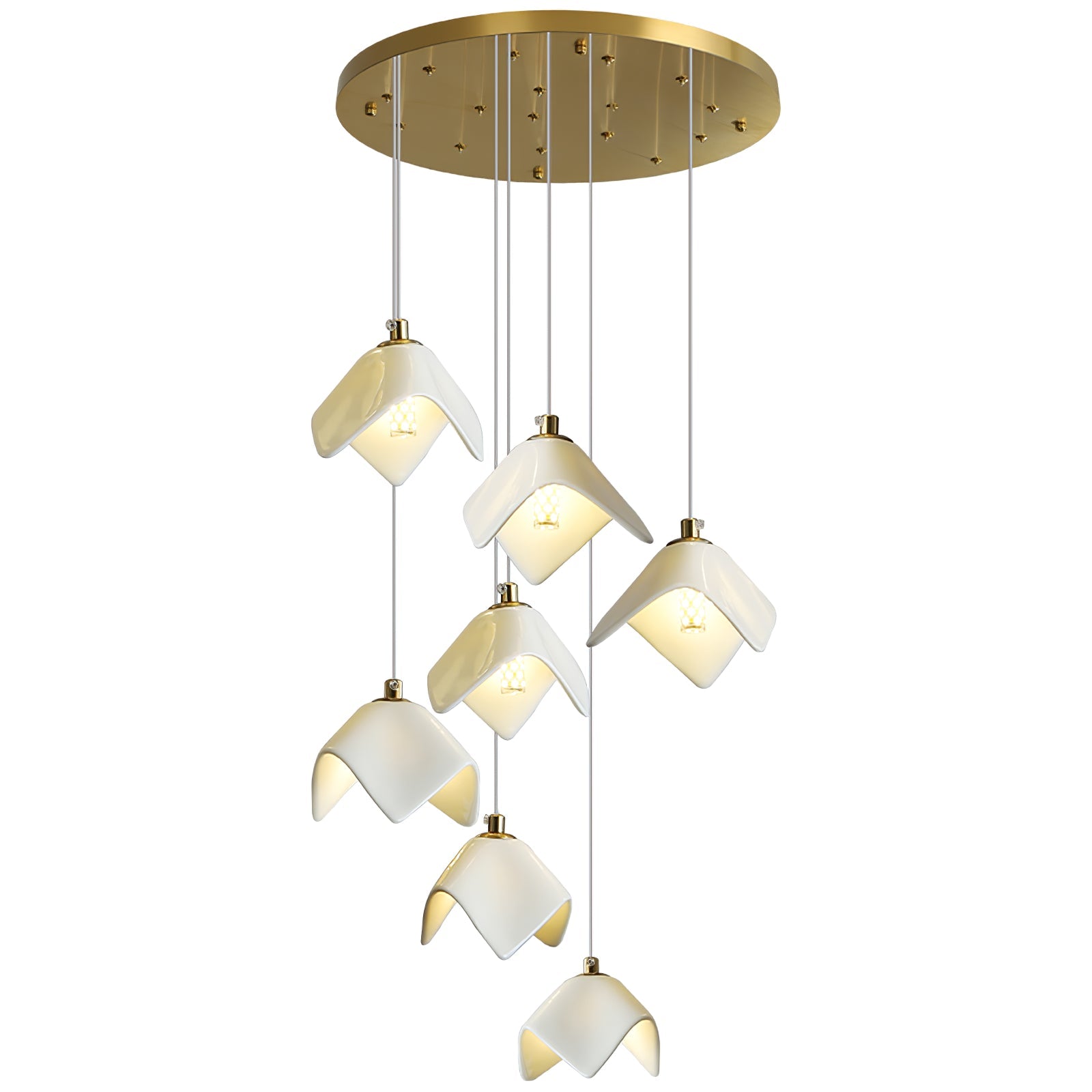 Cithayra Geometric Glass Brass Chandelier - Letslighting