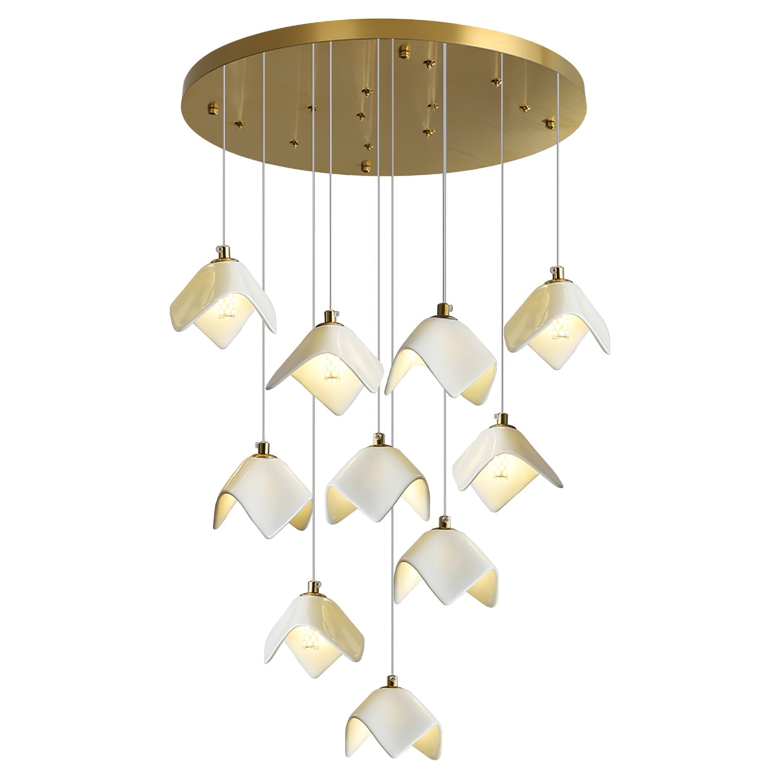 Cithayra Geometric Glass Brass Chandelier - Letslighting