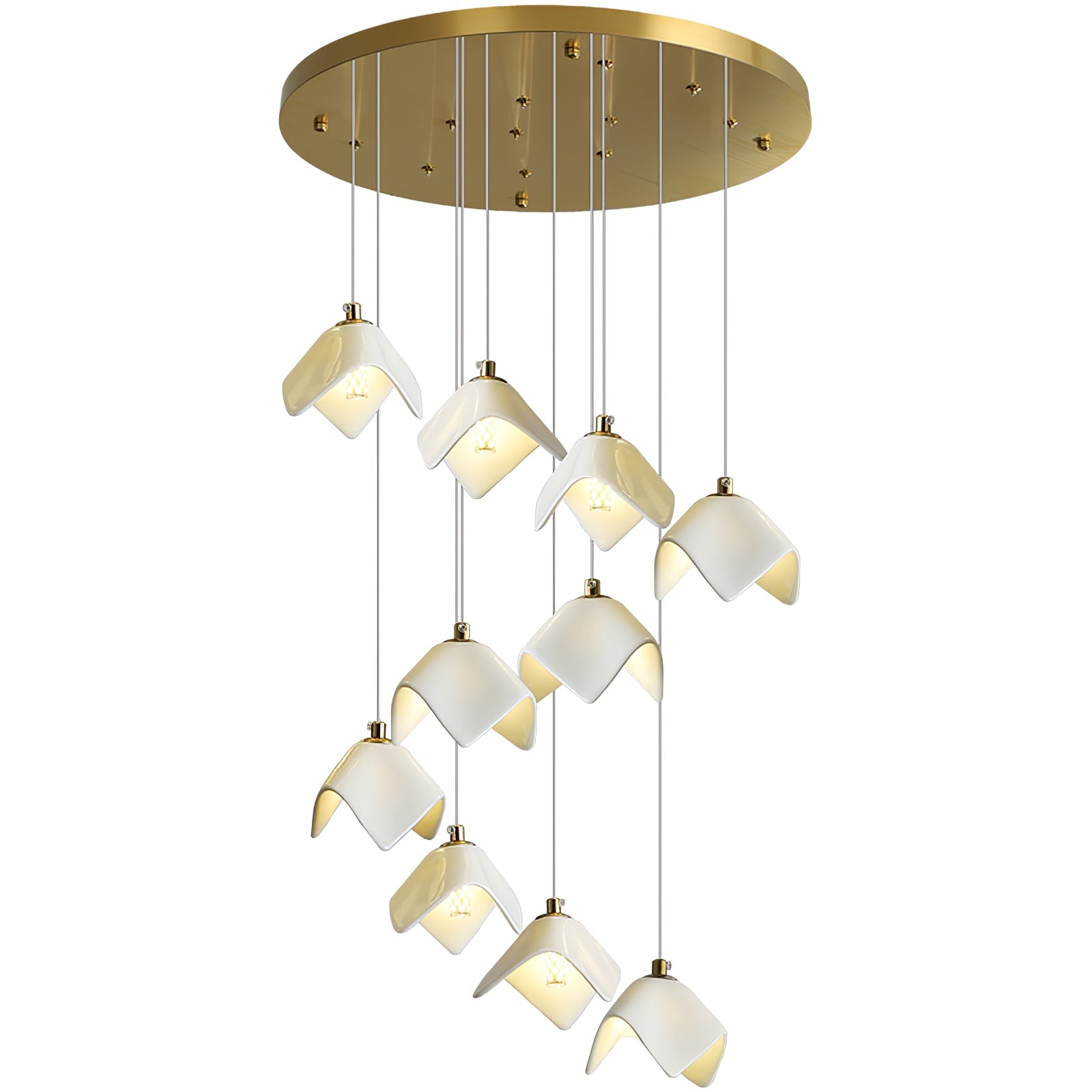 Cithayra Geometric Glass Brass Chandelier - Letslighting