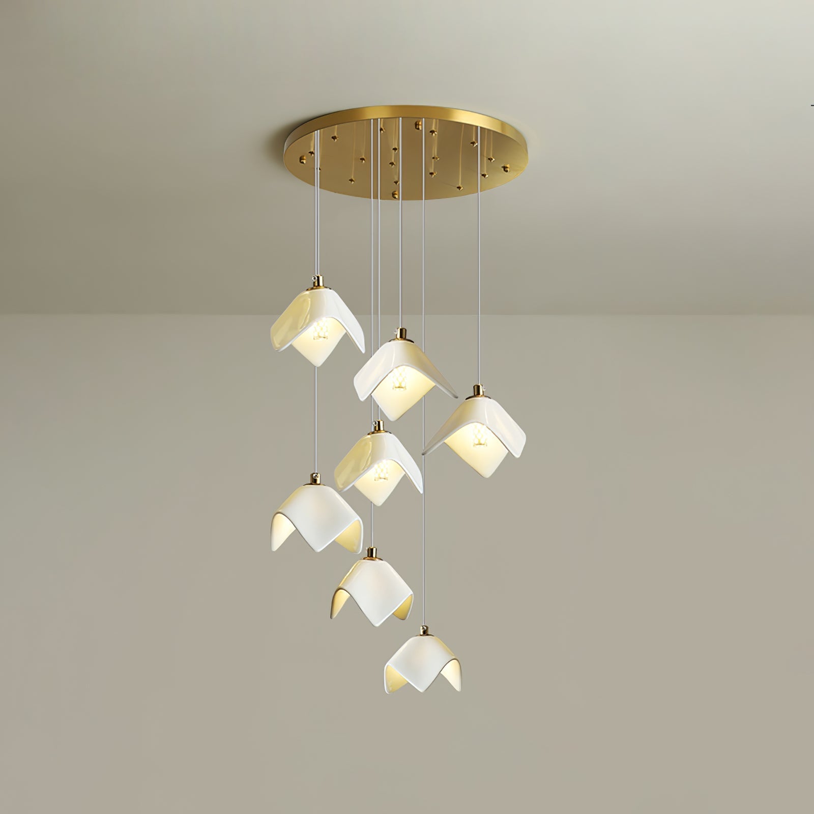 Cithayra Geometric Glass Brass Chandelier - Letslighting