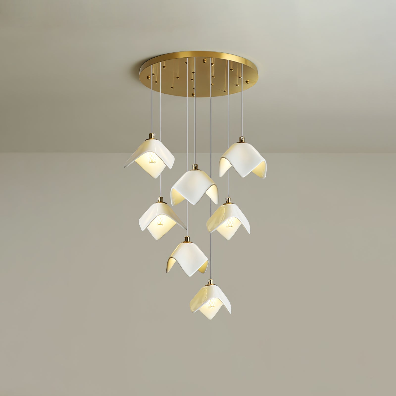 Cithayra Geometric Glass Brass Chandelier - Letslighting