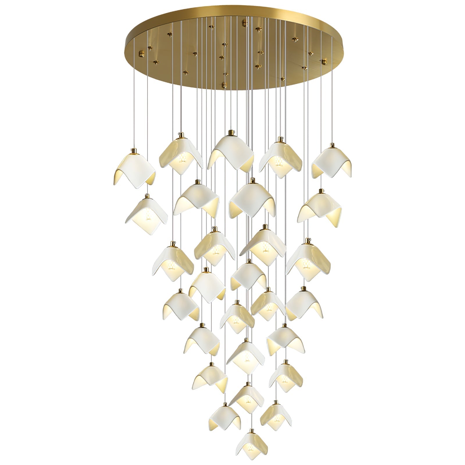 Cithayra Geometric Glass Brass Chandelier - Letslighting