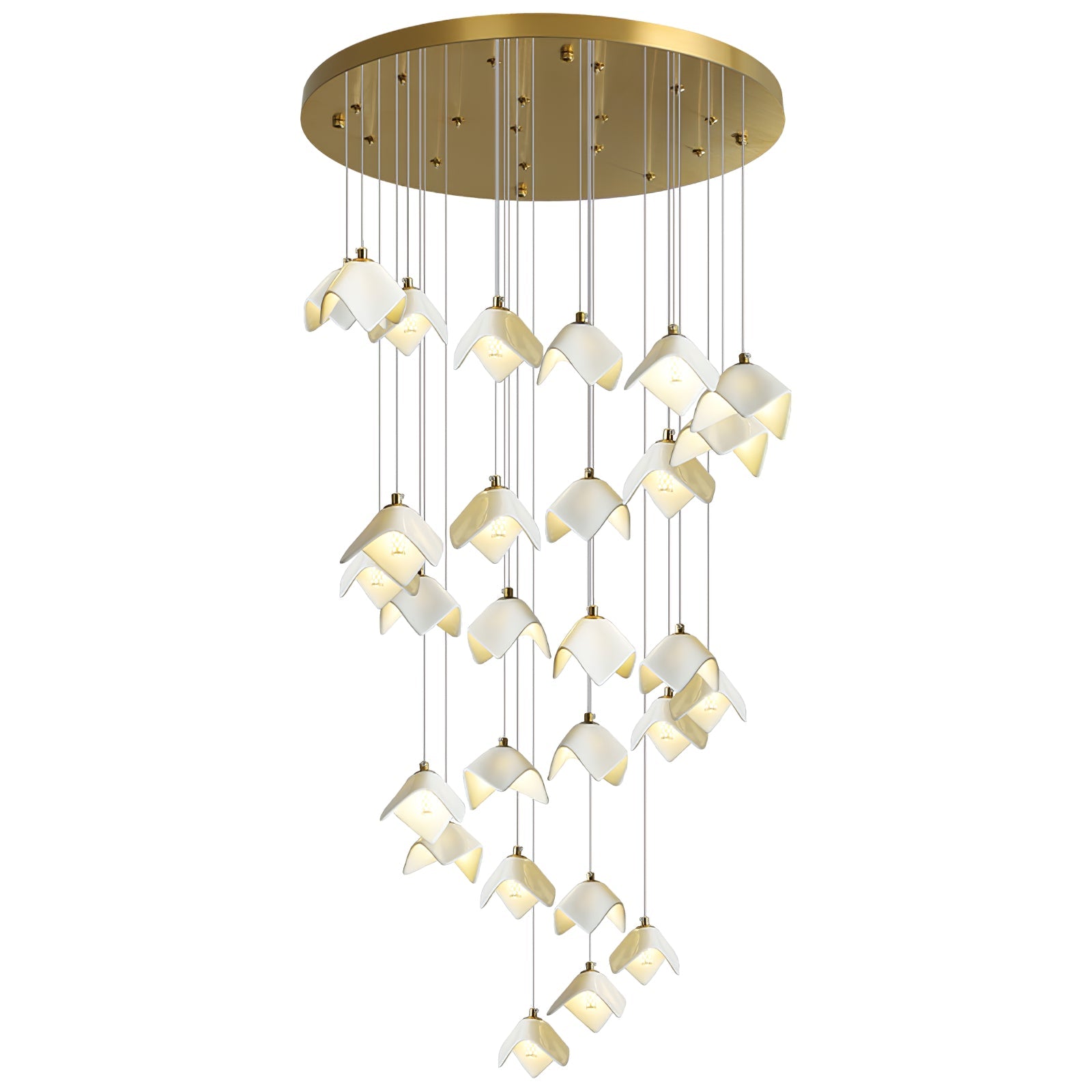 Cithayra Geometric Glass Brass Chandelier - Letslighting