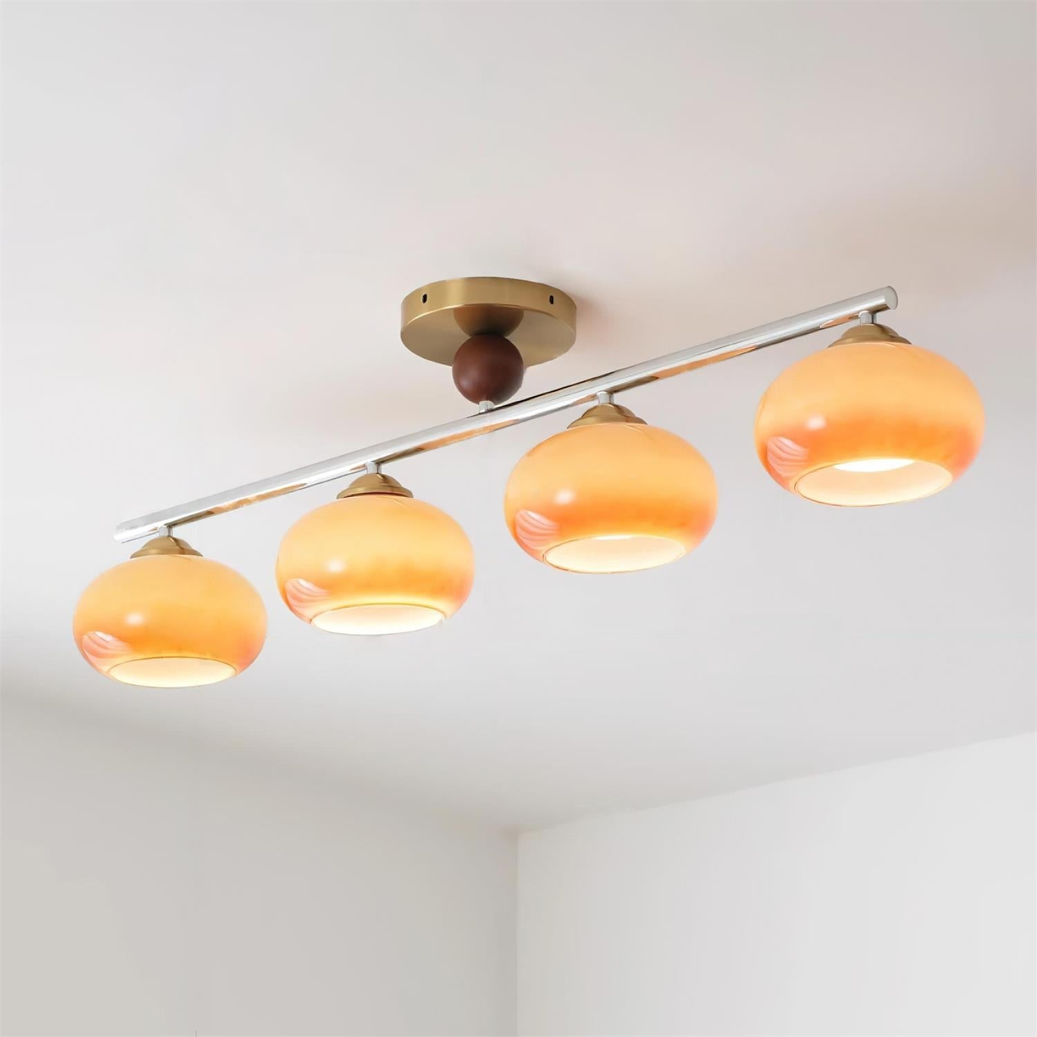 Aubrelle 4-Light Amber Glass Globe Ceiling Fixture - Letslighting