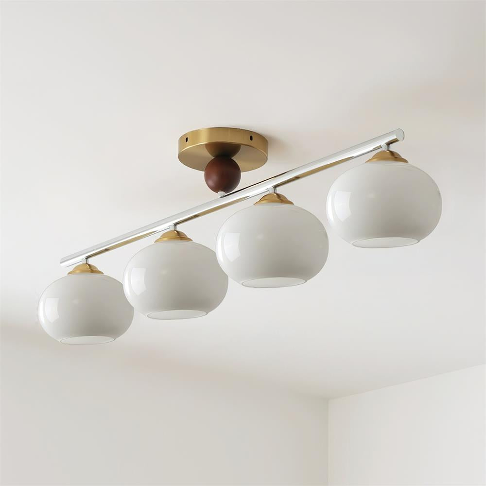 Aubrelle 4-Light Amber Glass Globe Ceiling Fixture - Letslighting