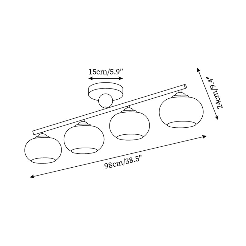 Aubrelle 4-Light Amber Glass Globe Ceiling Fixture - Letslighting