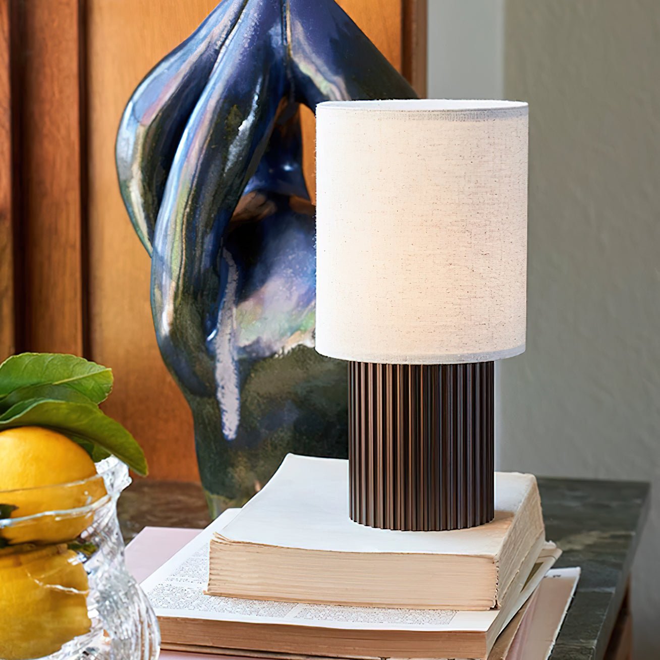 Ripples Wood & Fabric Table Lamp - Letslighting